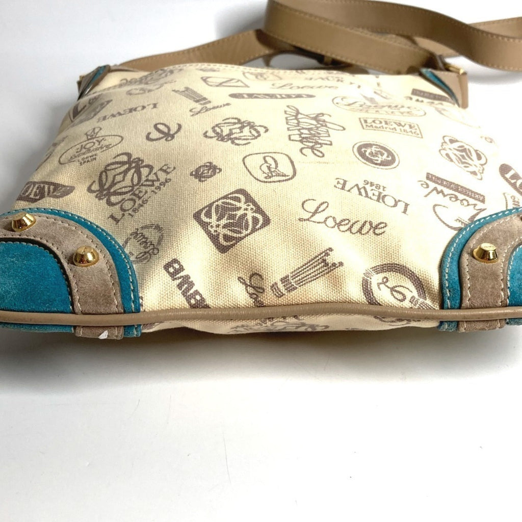 Loewe Beige Blue Canvas Leather Shoulder Bag (Pre-Owned)