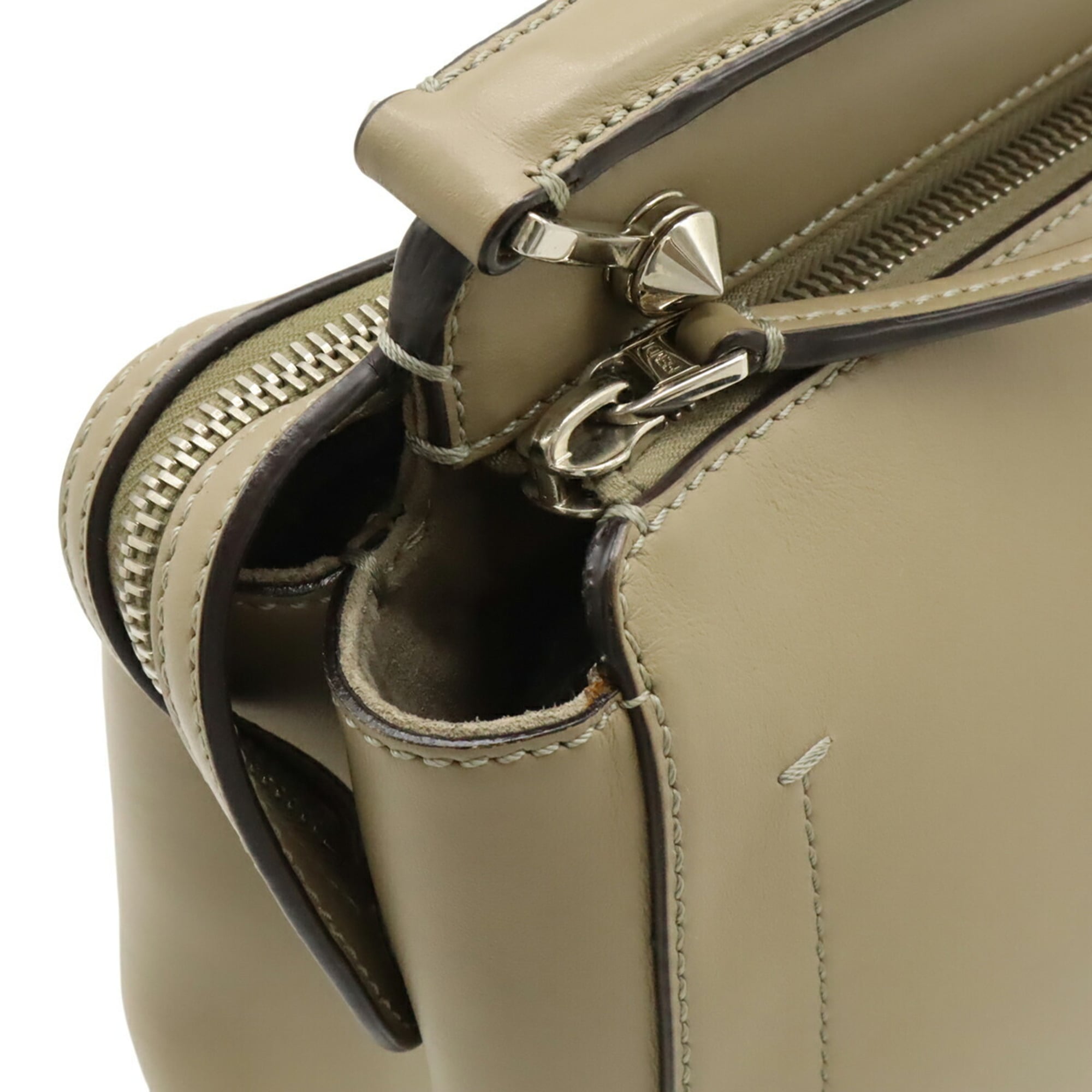 Fendi Dotcom Grayish Leather Handbag Shoulder Bag (Pre-Owned)