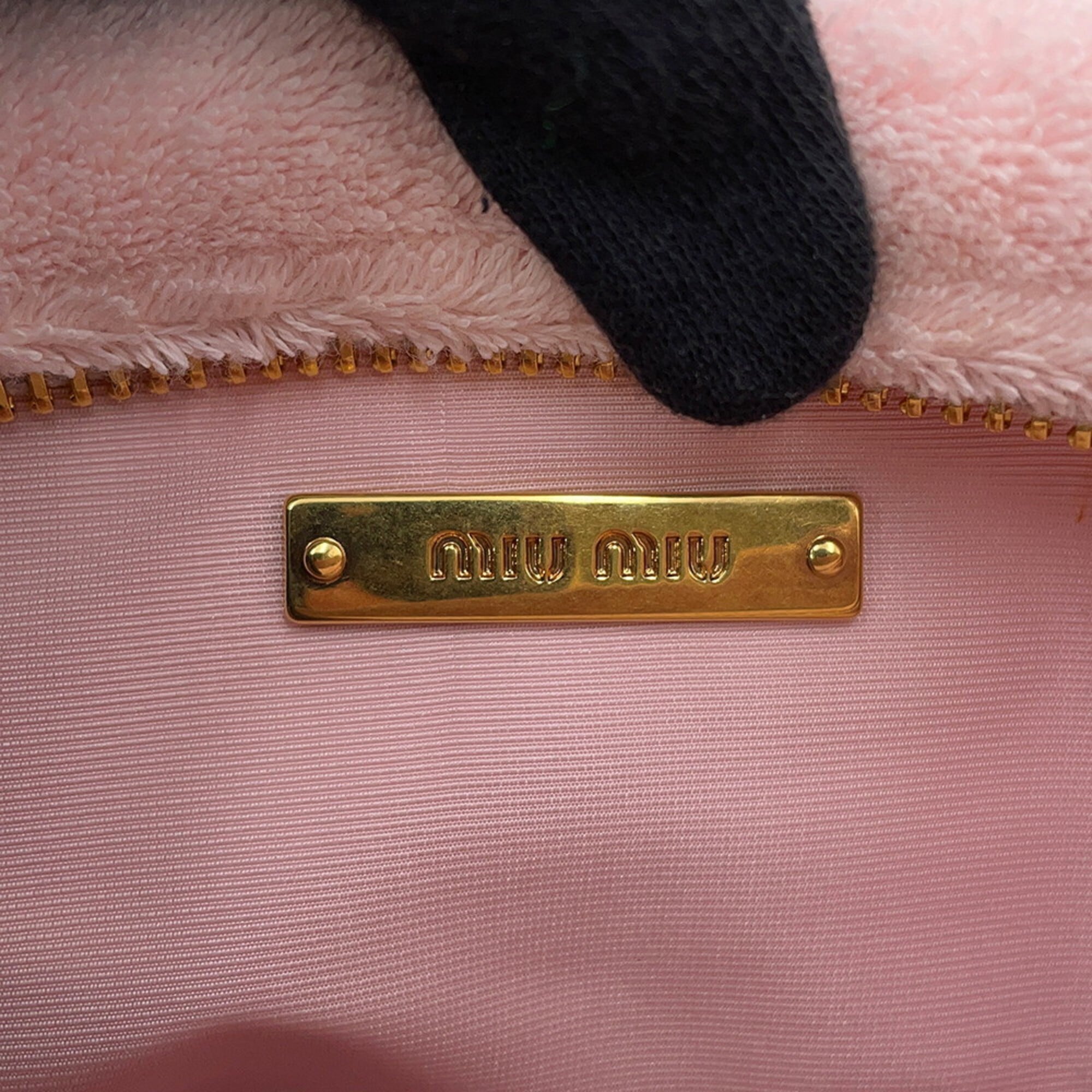Miu Miu Pink Pile Fabric Leather Handbag (Pre-Owned)