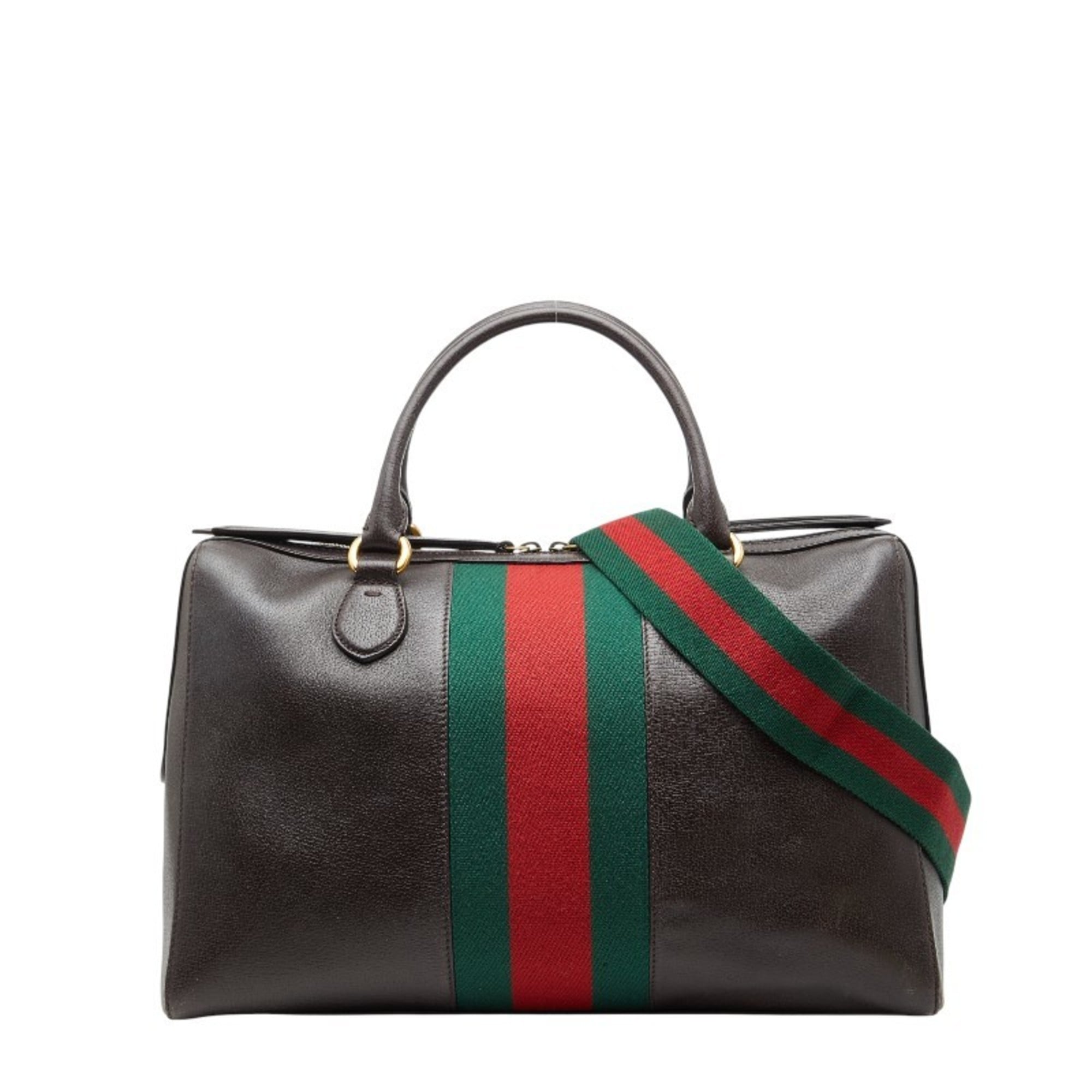 Gucci Brown Leather Boston Bag Shoulder Bag (Pre-Owned)