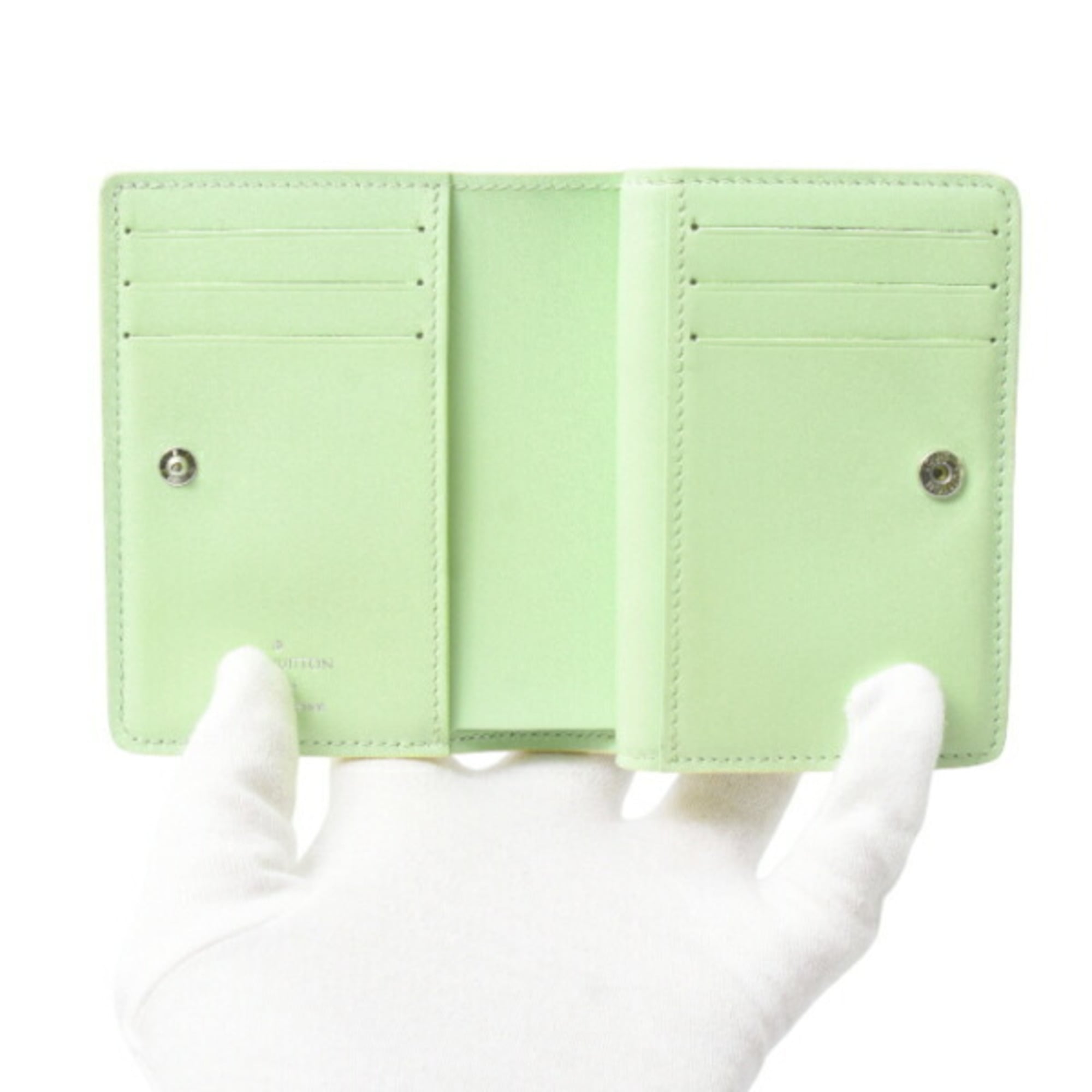 Louis Vuitton Beige Green Mahina Leather Wallet (Bi-Fold) (Pre-Owned)