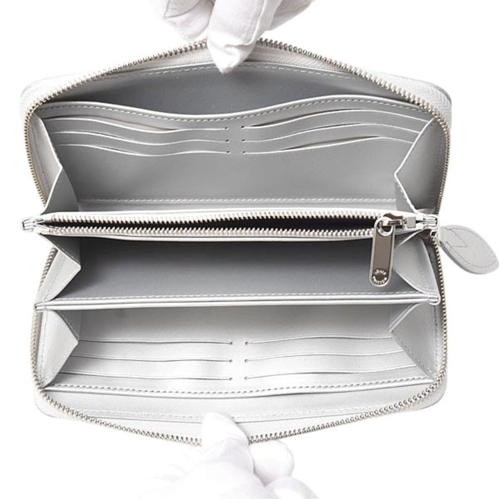 Louis Vuitton Mahina Silver Mahina Leather Long Wallet (Tri-Fold) (Pre-Owned)