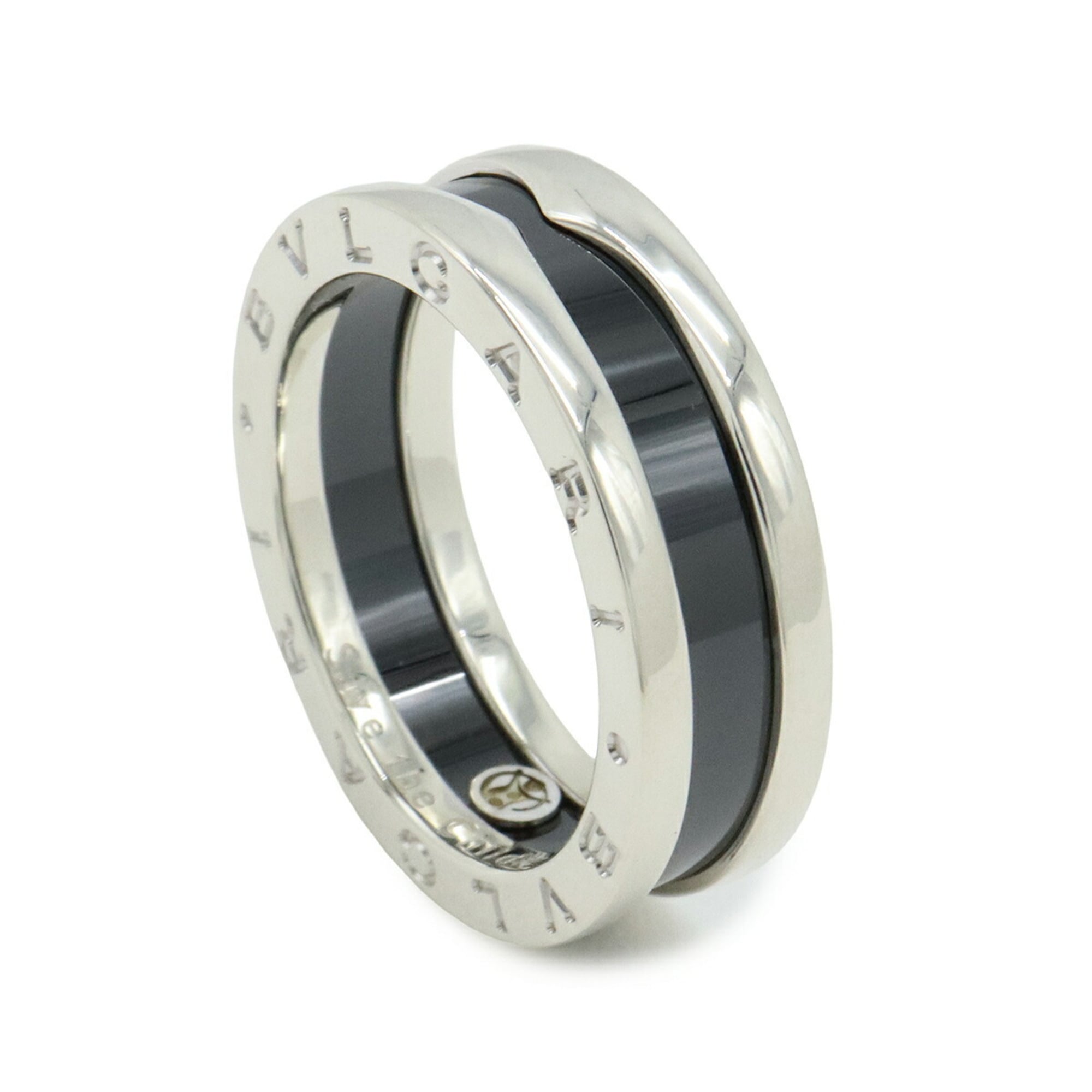 Bvlgari B.Zero1 Silver Black Ceramic Silver 925 Band Ring (Pre-Owned)