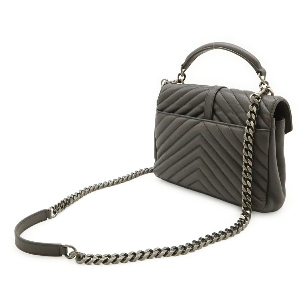 Yves Saint Laurent Gray Leather Handbag Shoulder Bag (Pre-Owned)