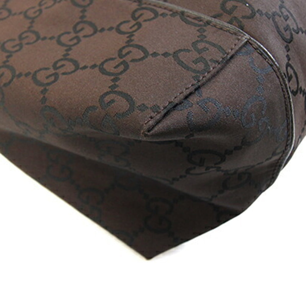 Gucci Dark Brown Nylon Leather Shoulder Bag (Pre-Owned)