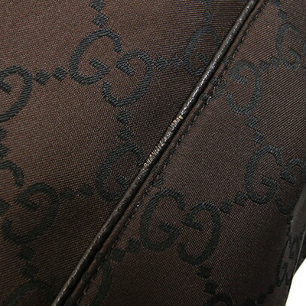 Gucci Dark Brown Nylon Leather Shoulder Bag (Pre-Owned)