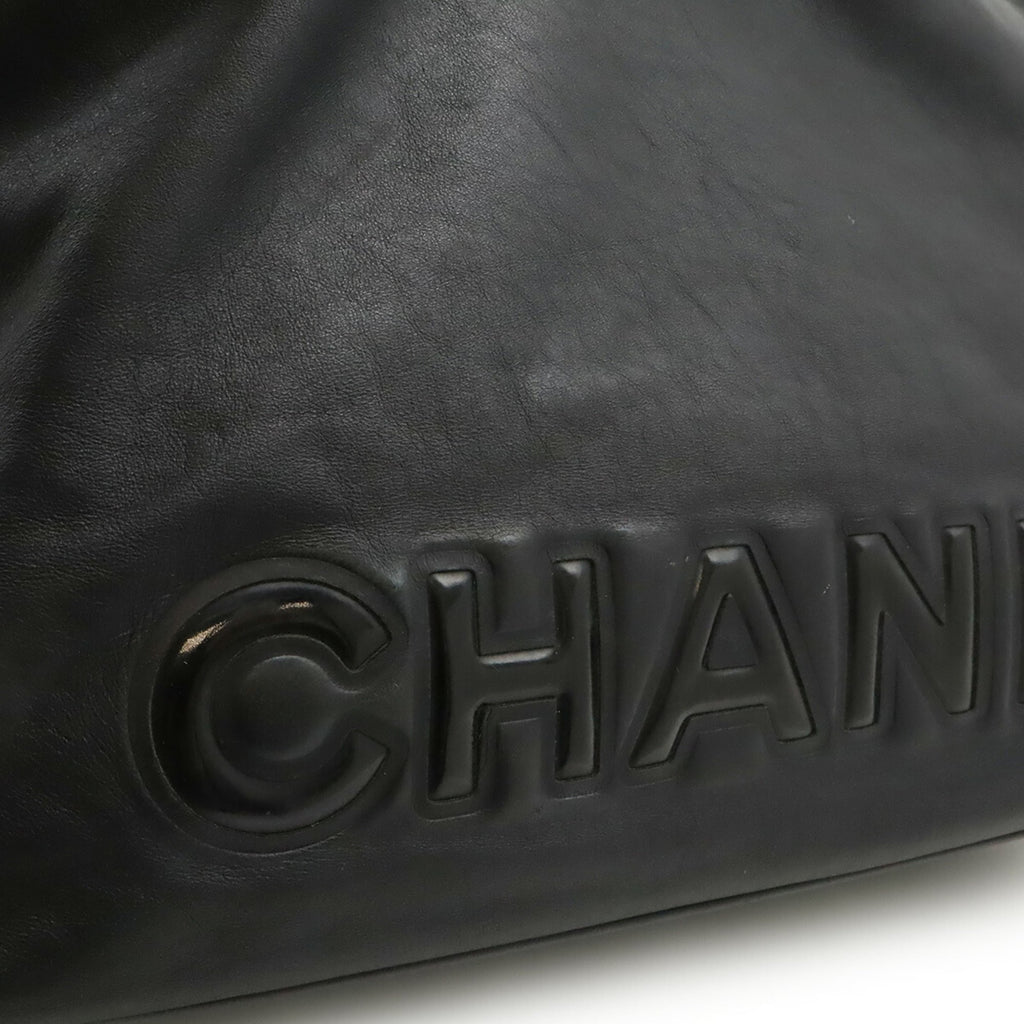 Chanel Camellia Black Leather Shoulder Bag Tote Bag (Pre-Owned)