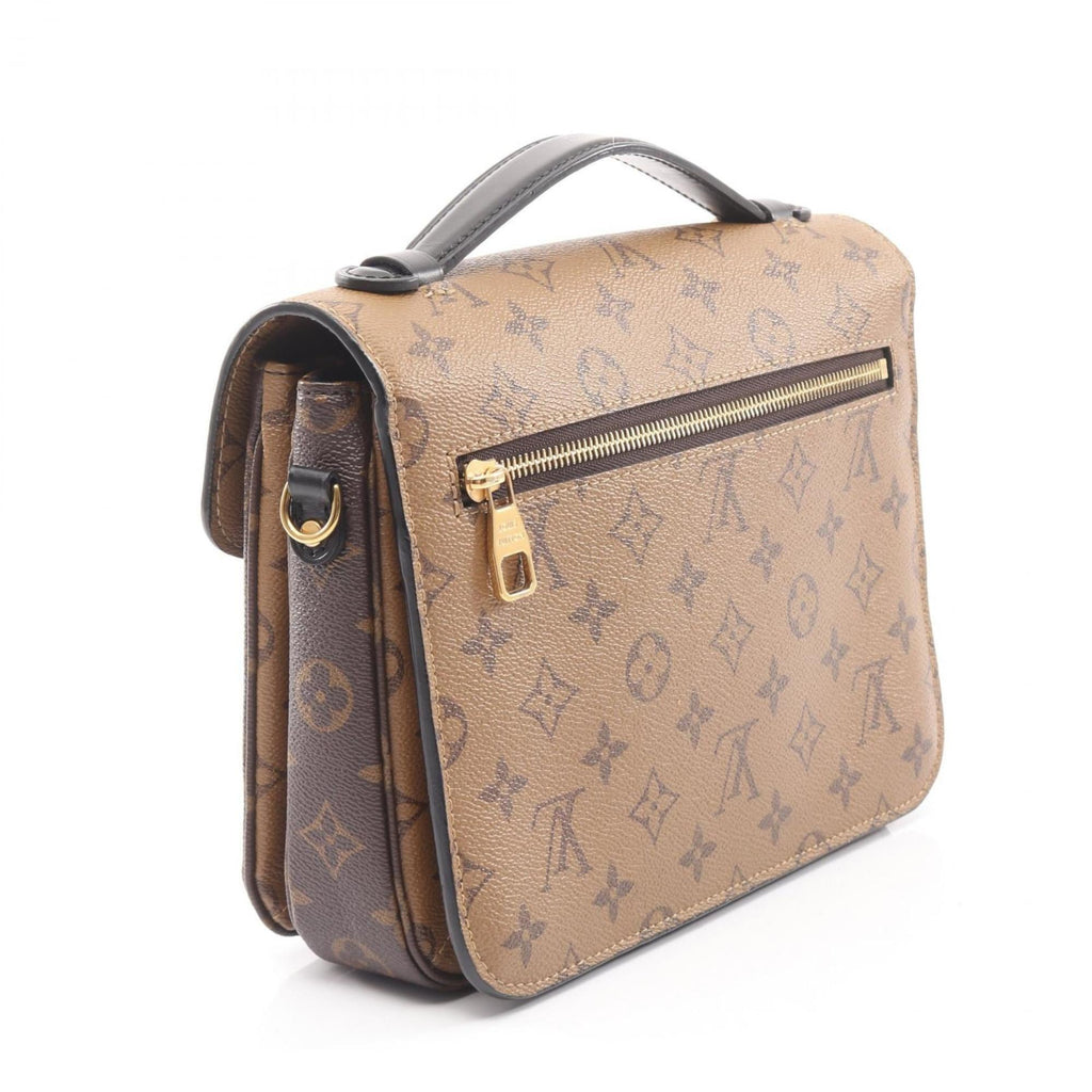Louis Vuitton Black Brown Coated Canvas Monogram Reverse Pvc Leather Handbag Pochette (Pre-Owned)