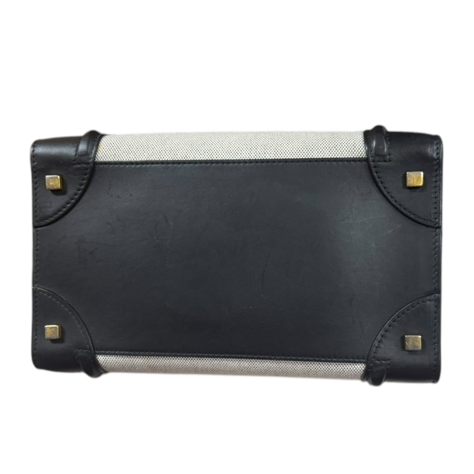 Celine Black Khaki White Leather Handbag (Pre-Owned)