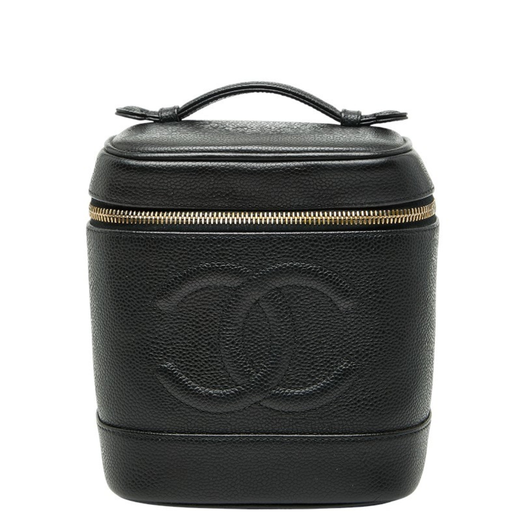 Chanel Black Grained Calfskin Handbag Vanity Bag (Pre-Owned)
