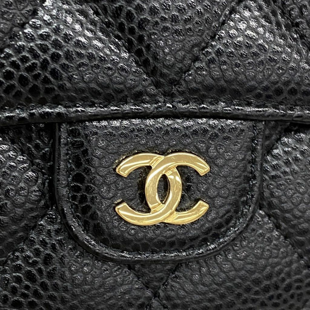 Chanel Black Grained Calfskin Wallet (Tri-Fold) (Pre-Owned)