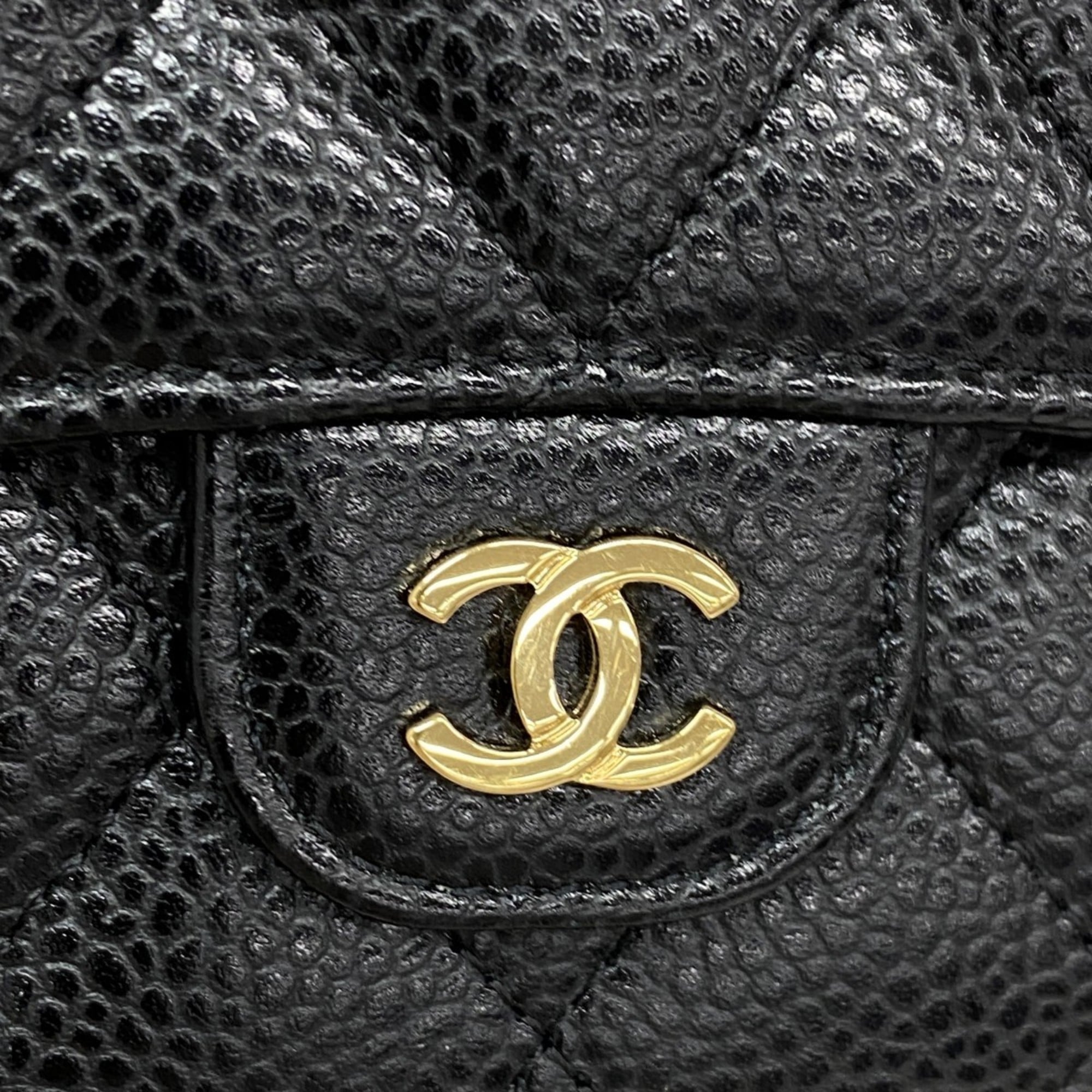 Chanel Black Grained Calfskin Wallet (Tri-Fold) (Pre-Owned)