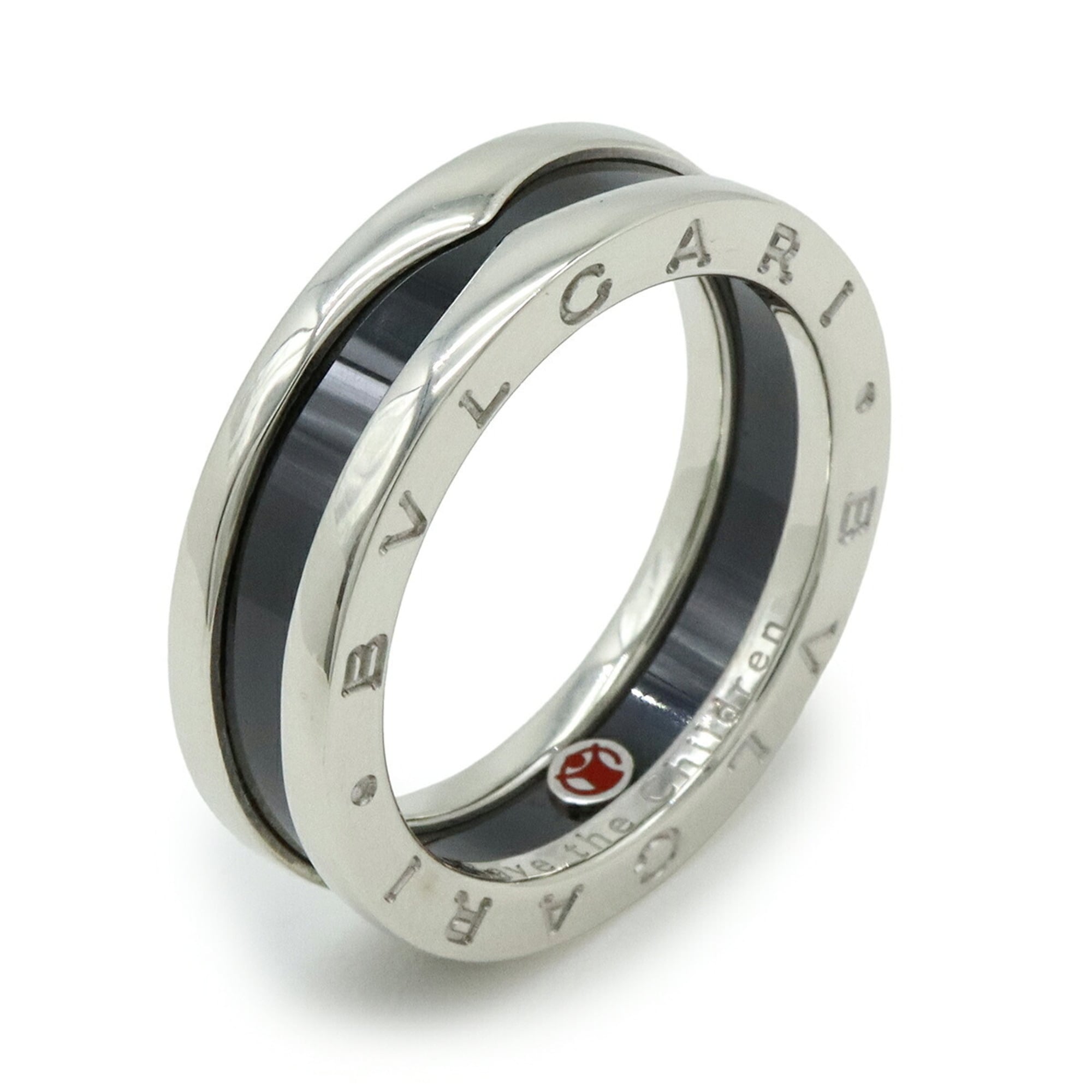 Bvlgari B.Zero1 Silver Black Ceramic Silver 925 Band Ring (Pre-Owned)