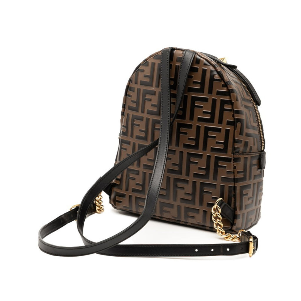 Fendi Black Brown Leather Backpack (Pre-Owned)
