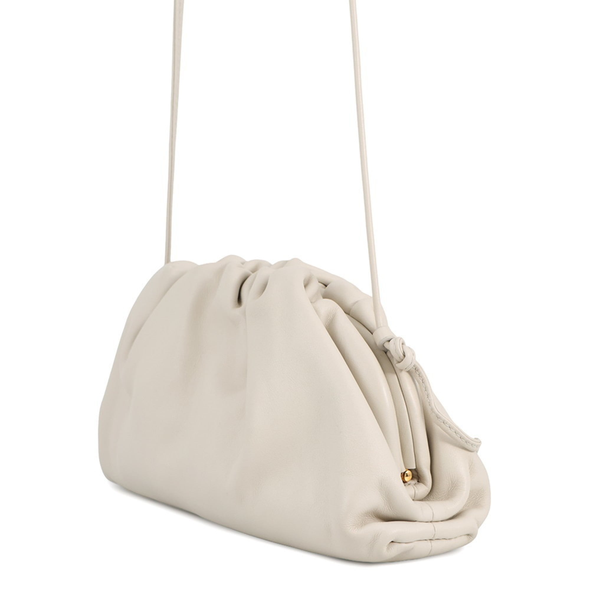 Bottega Veneta Ivory Leather Pouch Shoulder Bag (Pre-Owned)