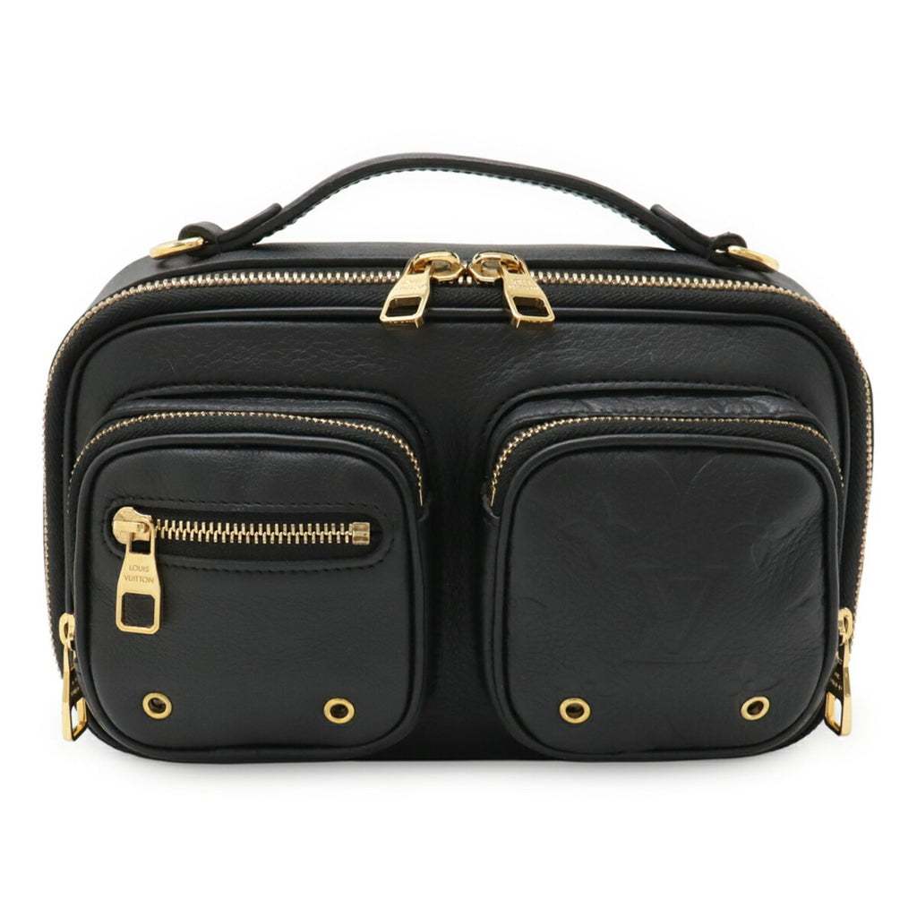 Louis Vuitton Black Leather Clutch Bag Shoulder Bag (Pre-Owned)