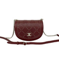 Chanel Red Color Wine Leather Pochette Shoulder Bag (Pre-Owned)