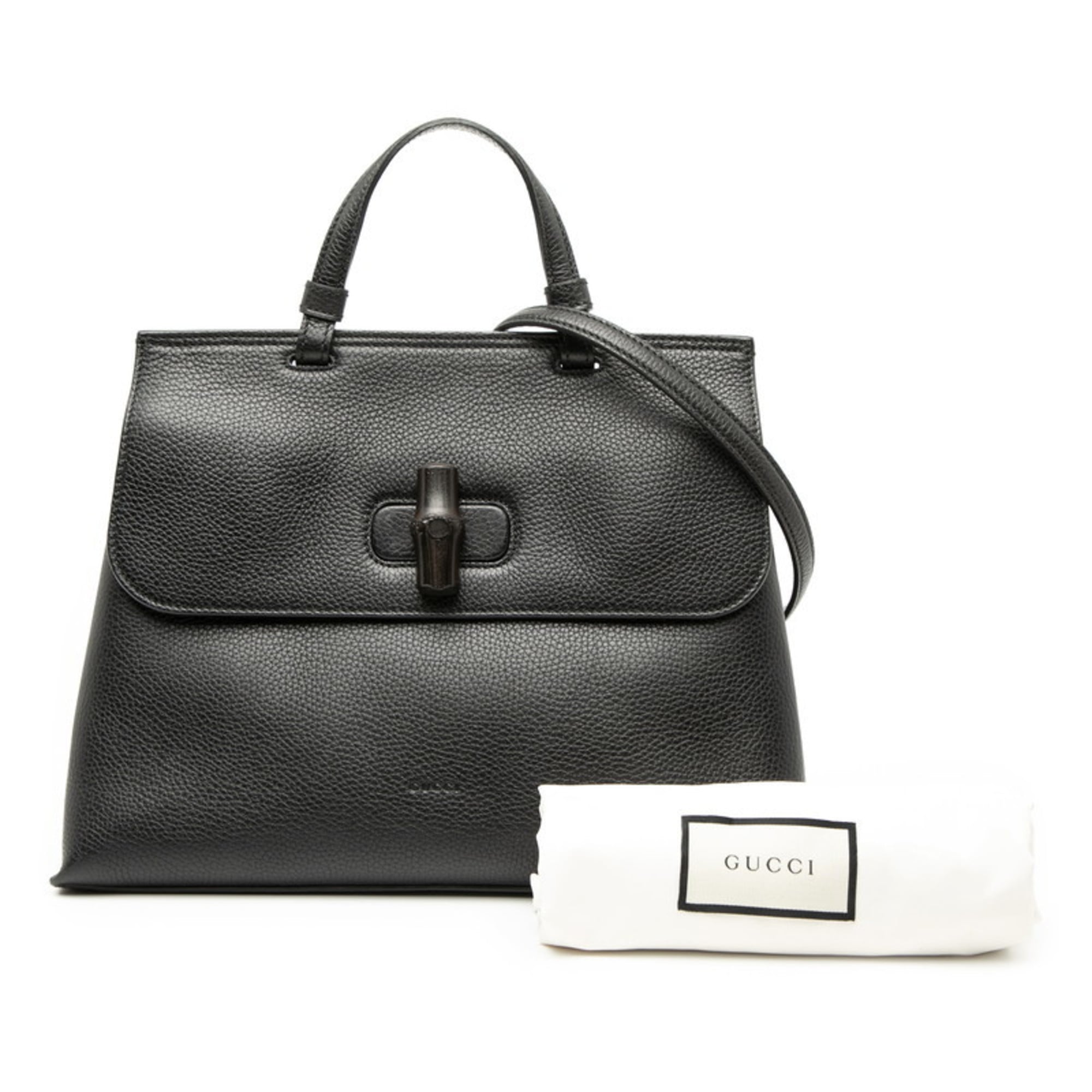 Gucci Black Leather Handbag Shoulder Bag (Pre-Owned)