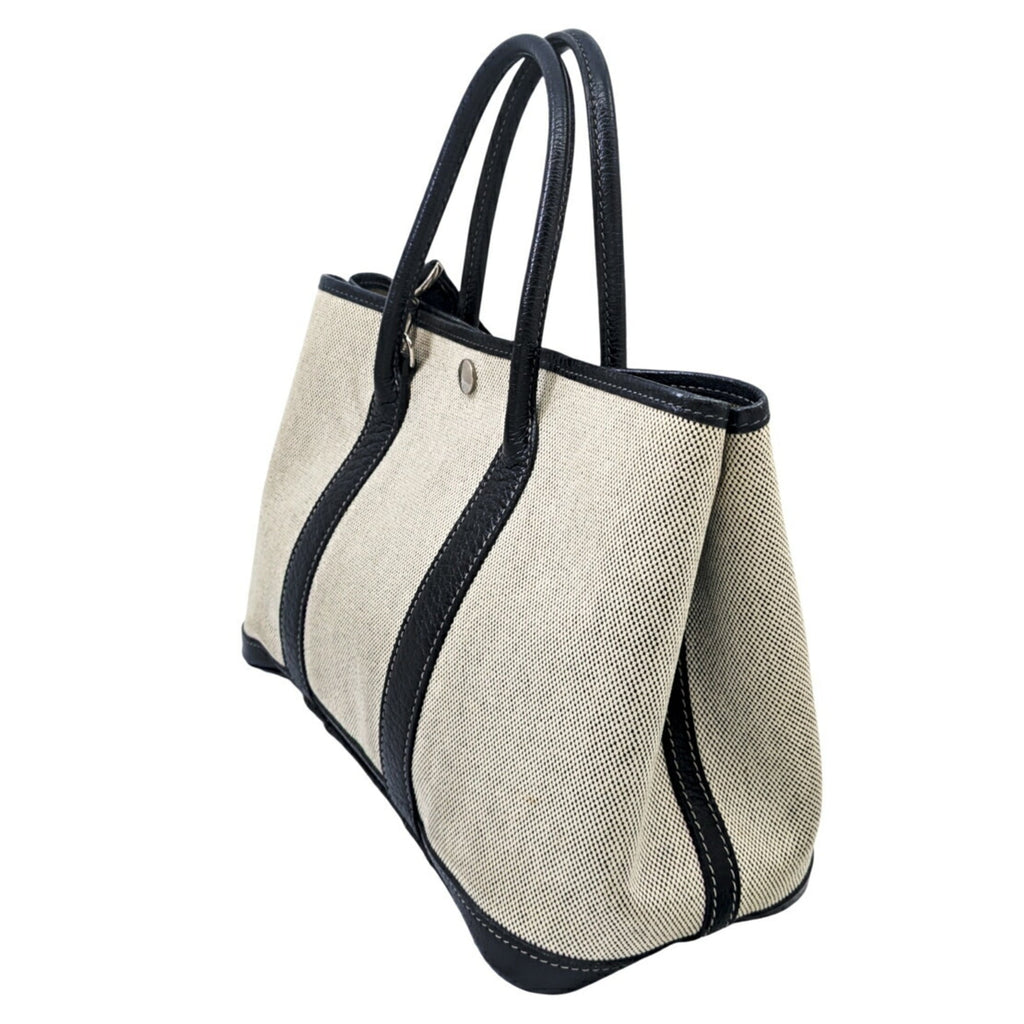 Hermes Black Canvas Leather Shoulder Bag (Pre-Owned)
