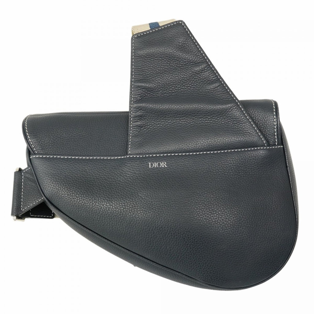 Christian Dior Navy Leather Saddle Bag Shoulder Bag (Pre-Owned)