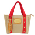 Louis Vuitton Beige Red Color Canvas Handbag (Pre-Owned)