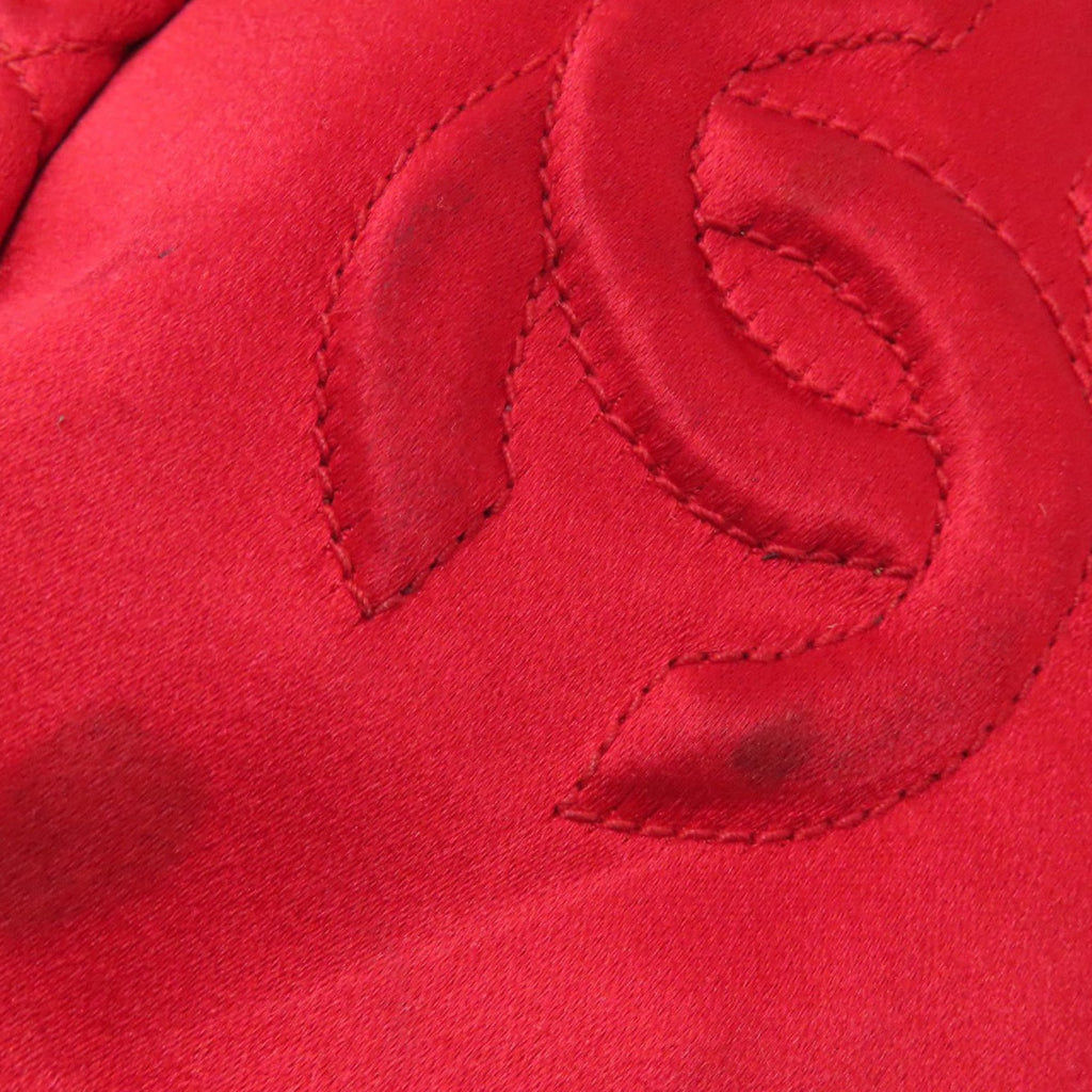 Chanel Red Color Satin Shoulder Bag (Pre-Owned)