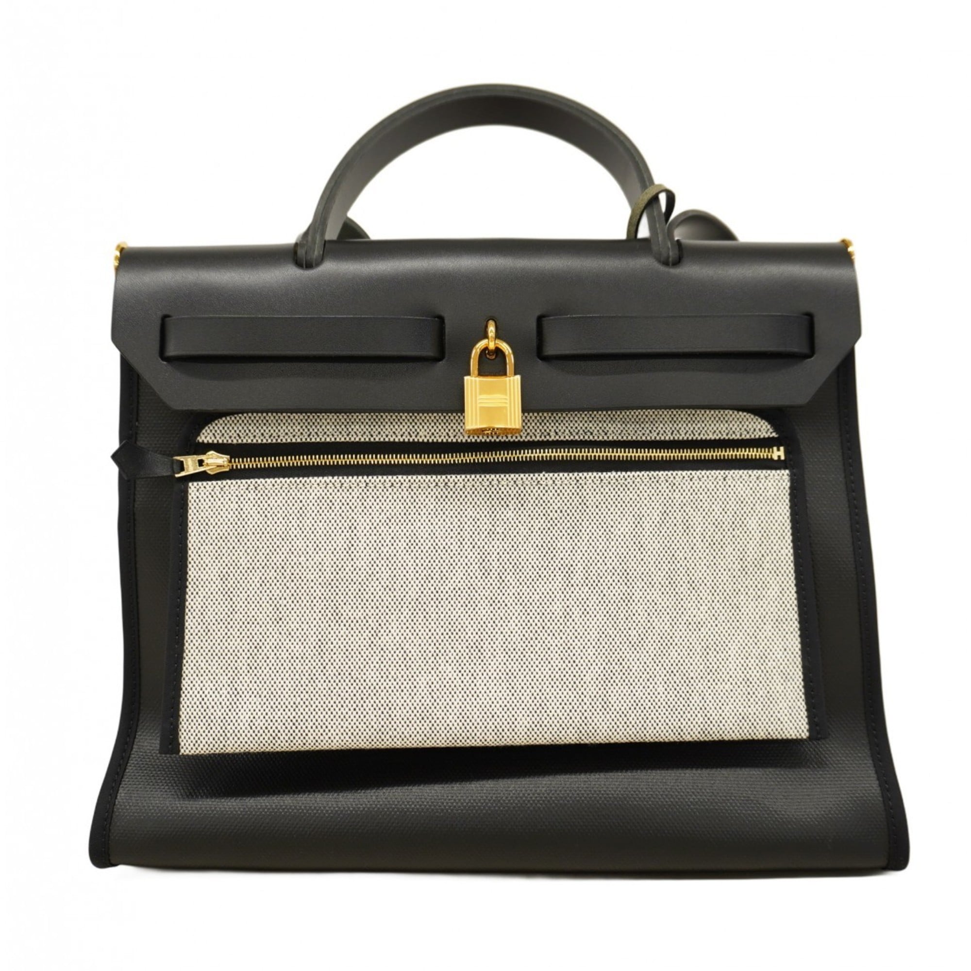 Hermes Black Toile H Handbag (Pre-Owned)