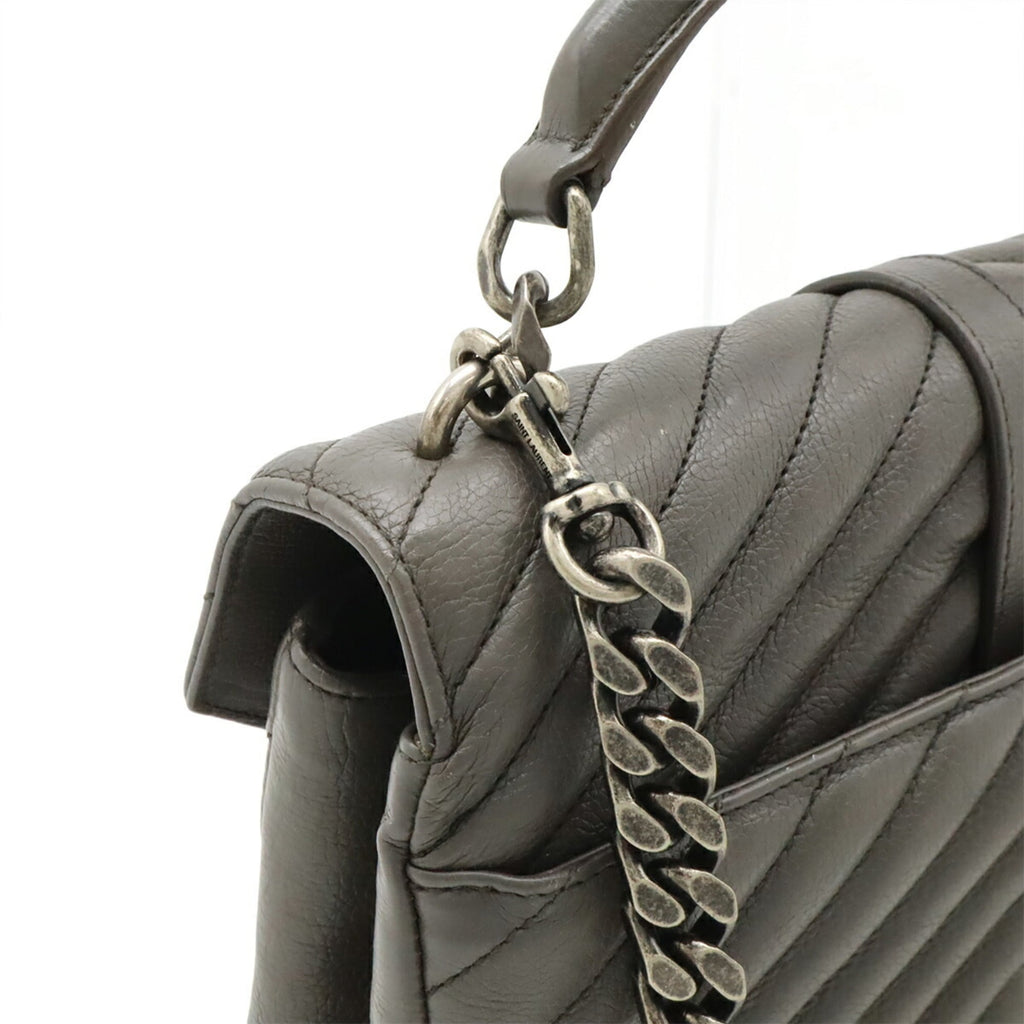 Yves Saint Laurent Gray Leather Handbag Shoulder Bag (Pre-Owned)