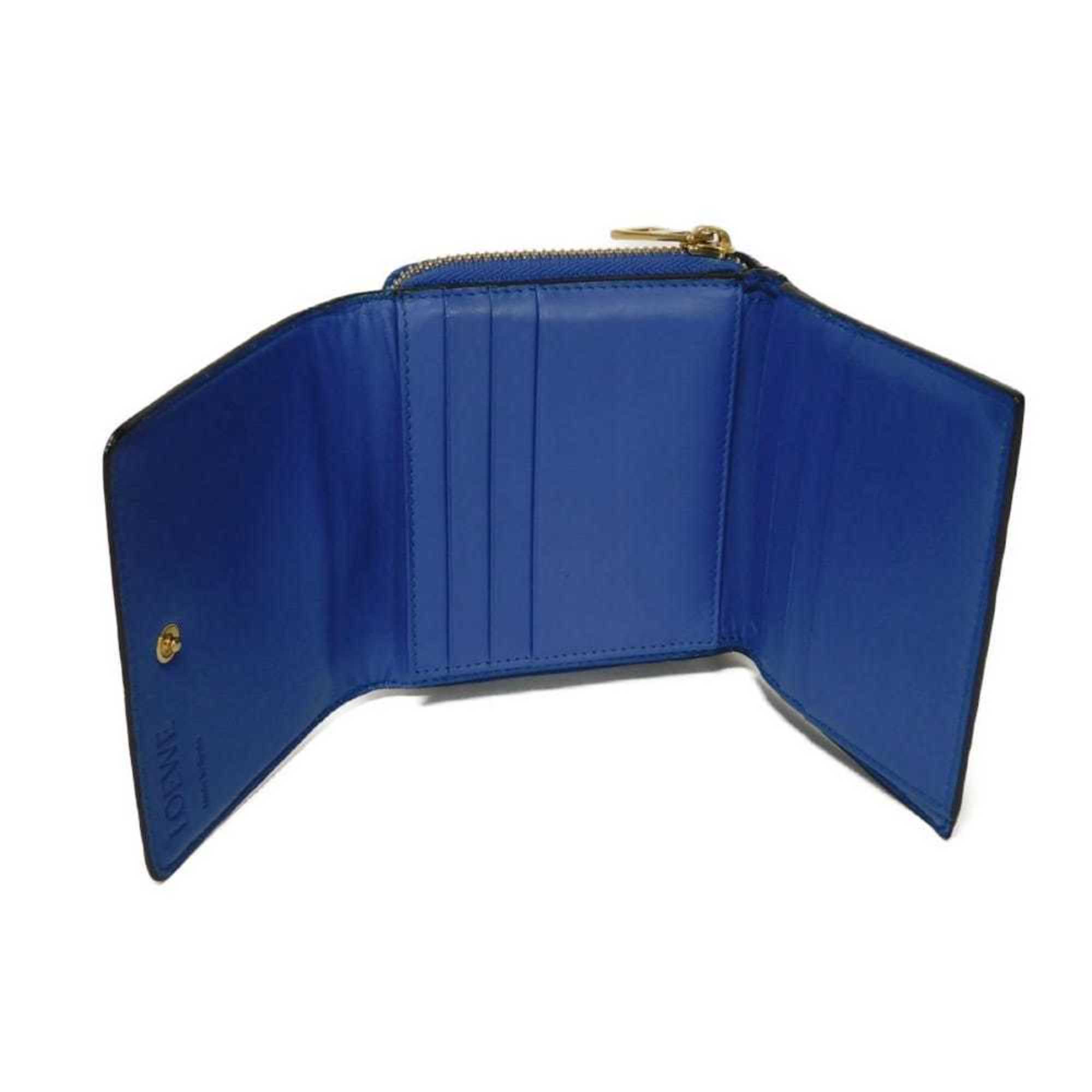 Loewe Linen Blue Leather Wallet (Tri-Fold) (Pre-Owned)