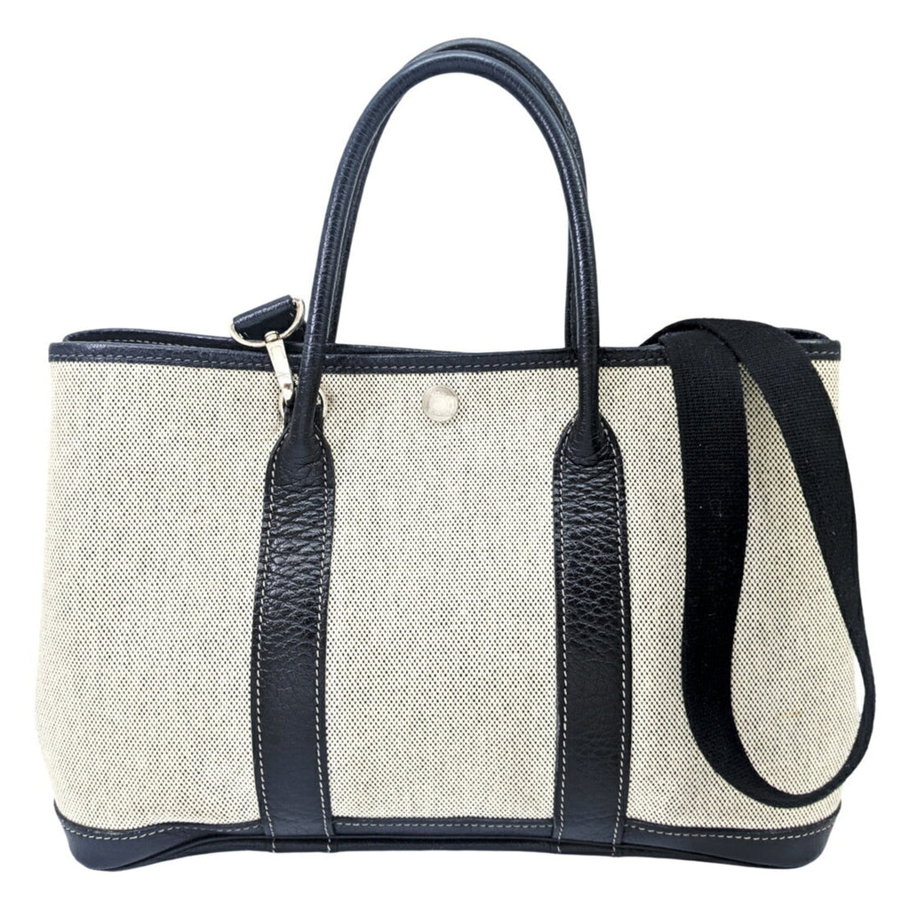Hermes Black Canvas Leather Shoulder Bag (Pre-Owned)