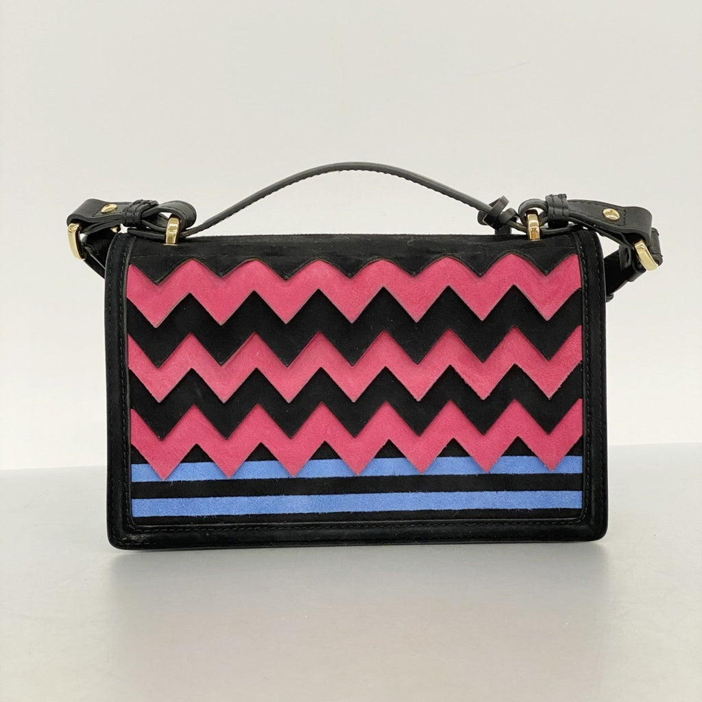 Salvatore Ferragamo Black Blue Pink Suede Handbag (Pre-Owned)