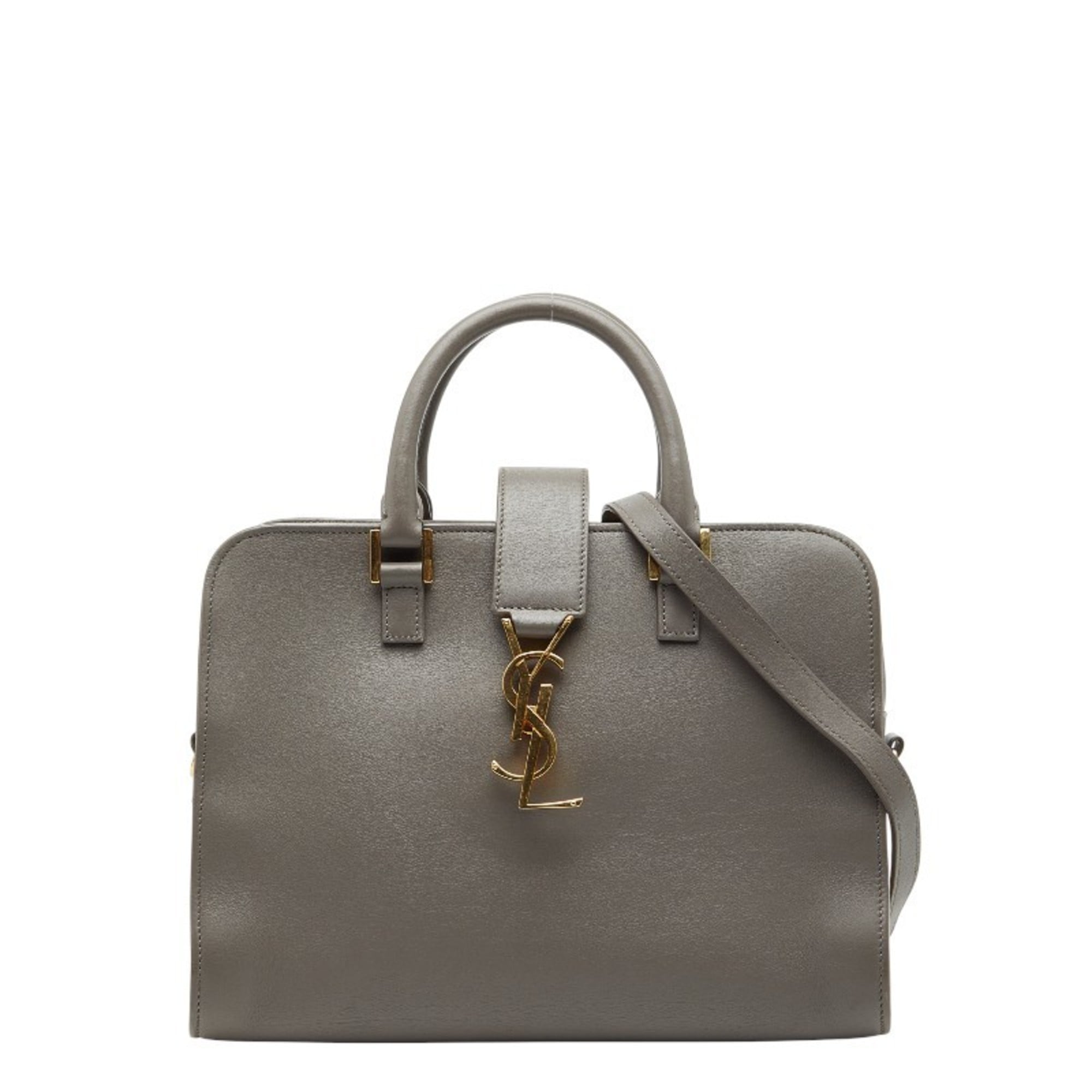 Saint Laurent Gray Leather Handbag Shoulder Bag (Pre-Owned)