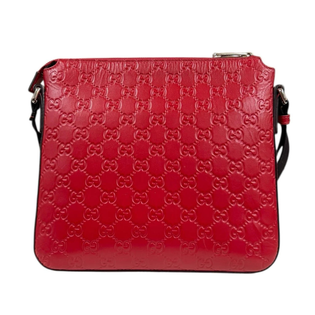 Gucci Red Color Leather Messenger Bag Shoulder Bag (Pre-Owned)