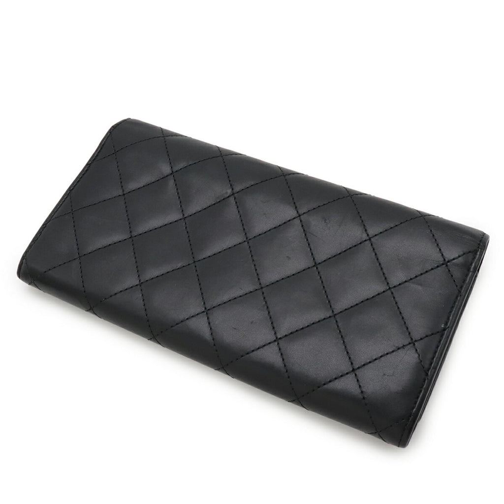 Chanel Black Pink Leather Long Wallet (Bi-Fold) (Pre-Owned)