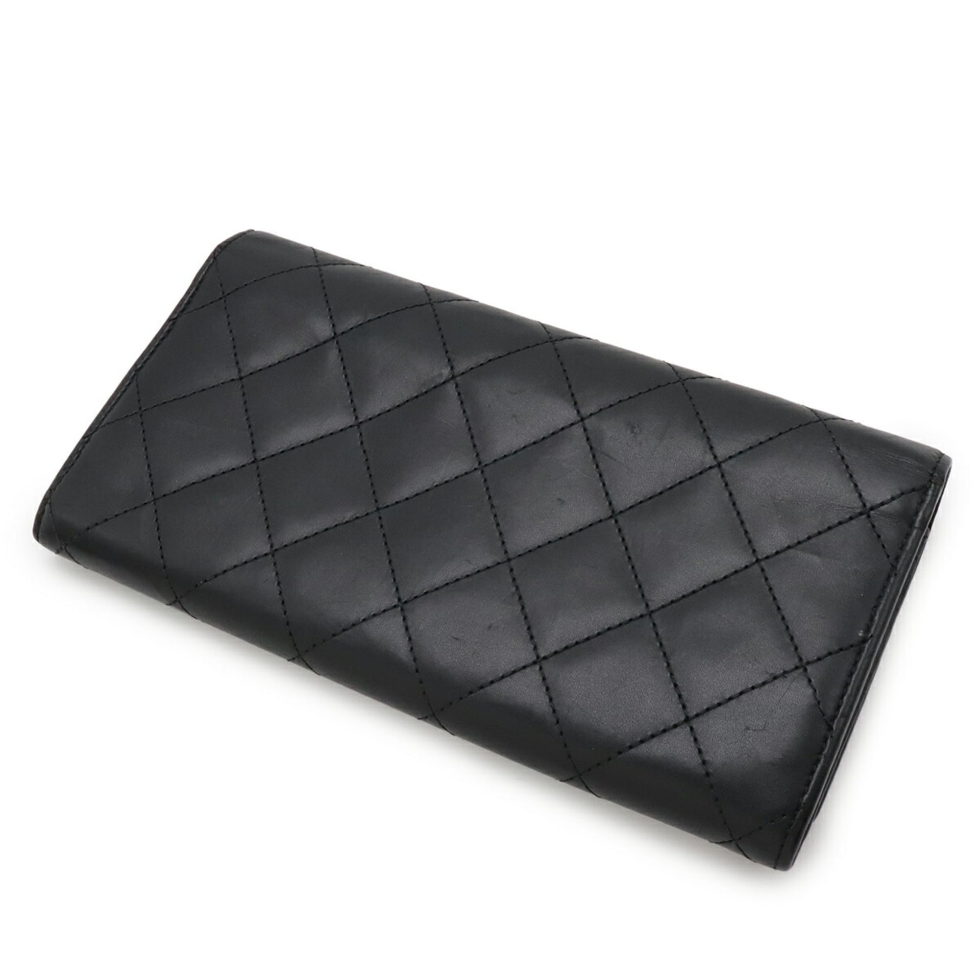 Chanel Black Pink Leather Long Wallet (Bi-Fold) (Pre-Owned)