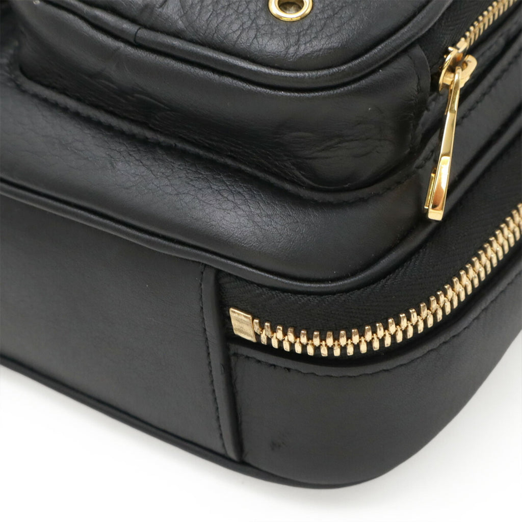 Louis Vuitton Black Leather Clutch Bag Shoulder Bag (Pre-Owned)