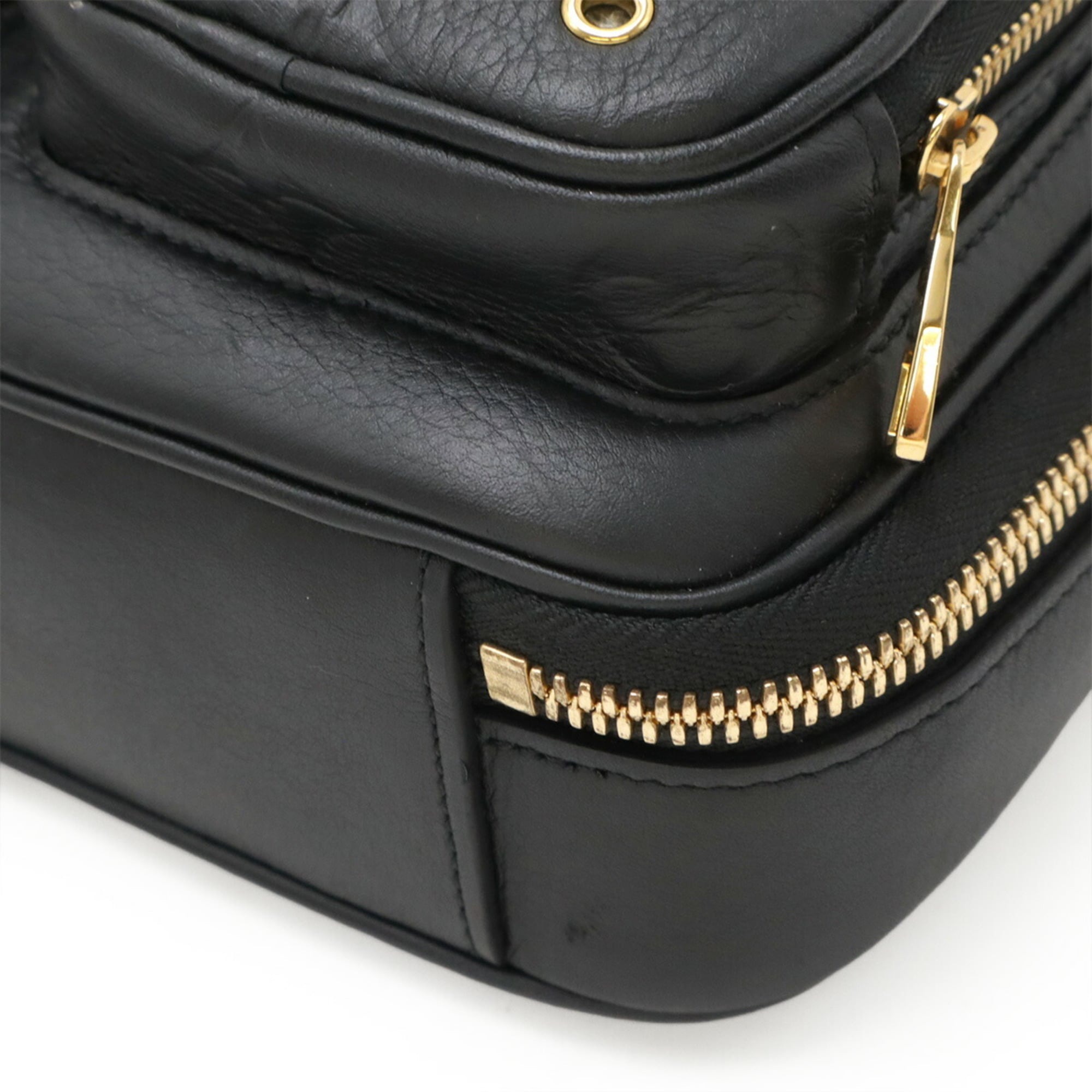 Louis Vuitton Black Leather Clutch Bag Shoulder Bag (Pre-Owned)