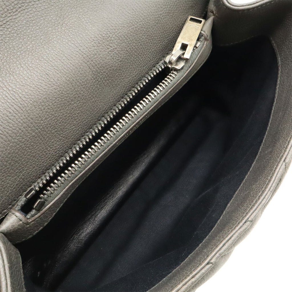 Yves Saint Laurent Gray Leather Handbag Shoulder Bag (Pre-Owned)