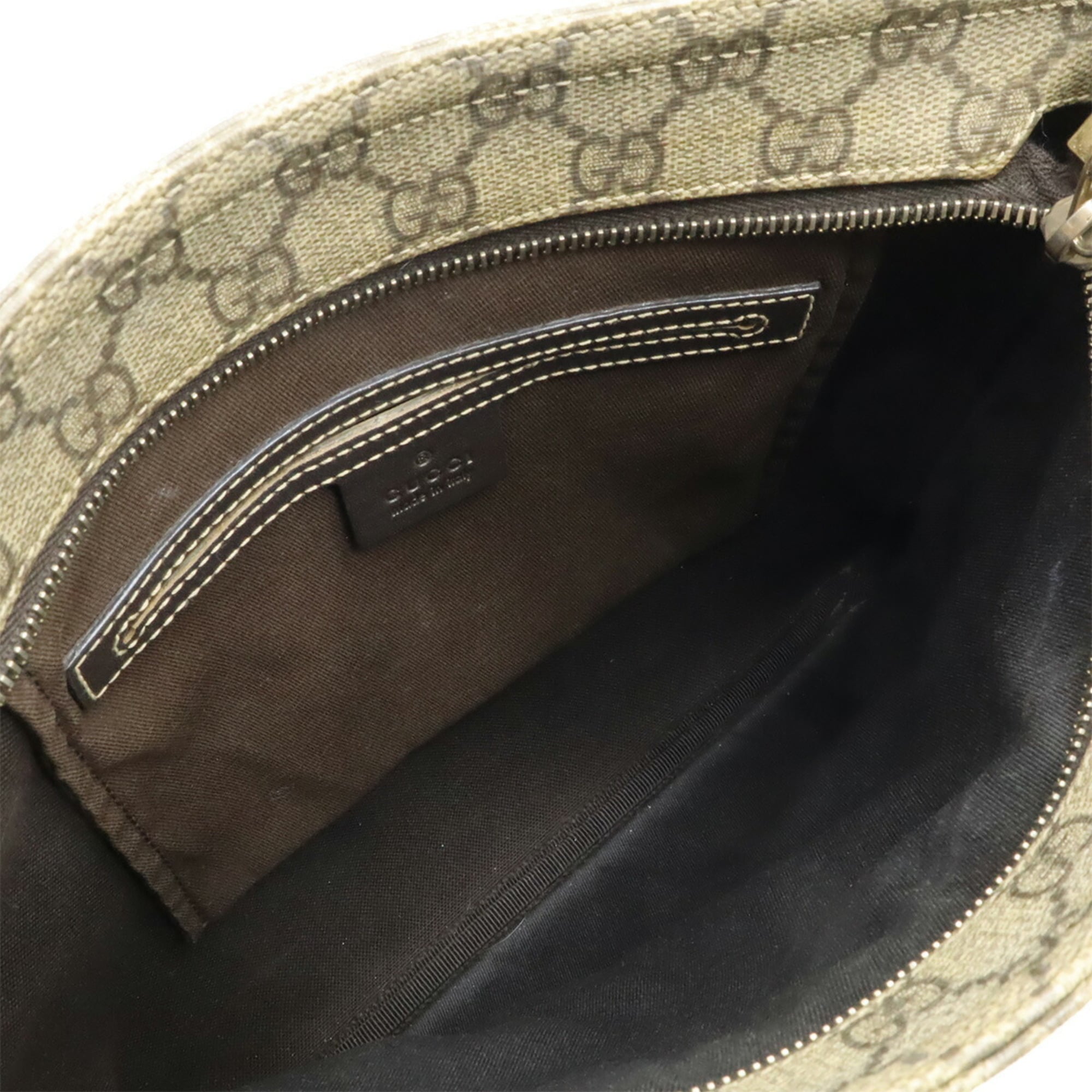 Gucci Beige Brown Dark Brown Khaki Gg Supreme Canvas Leather Shoulder Bag (Pre-Owned)
