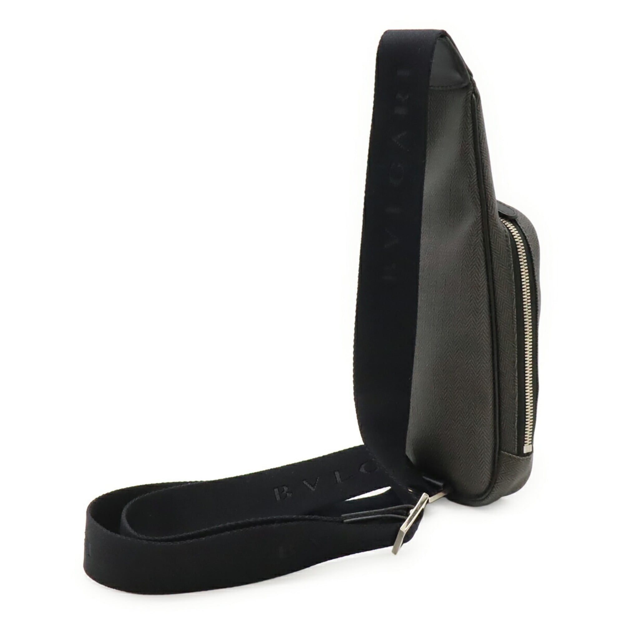 Bvlgari Black Gray Pvc Leather Shoulder Bag Sling Bag (Pre-Owned)
