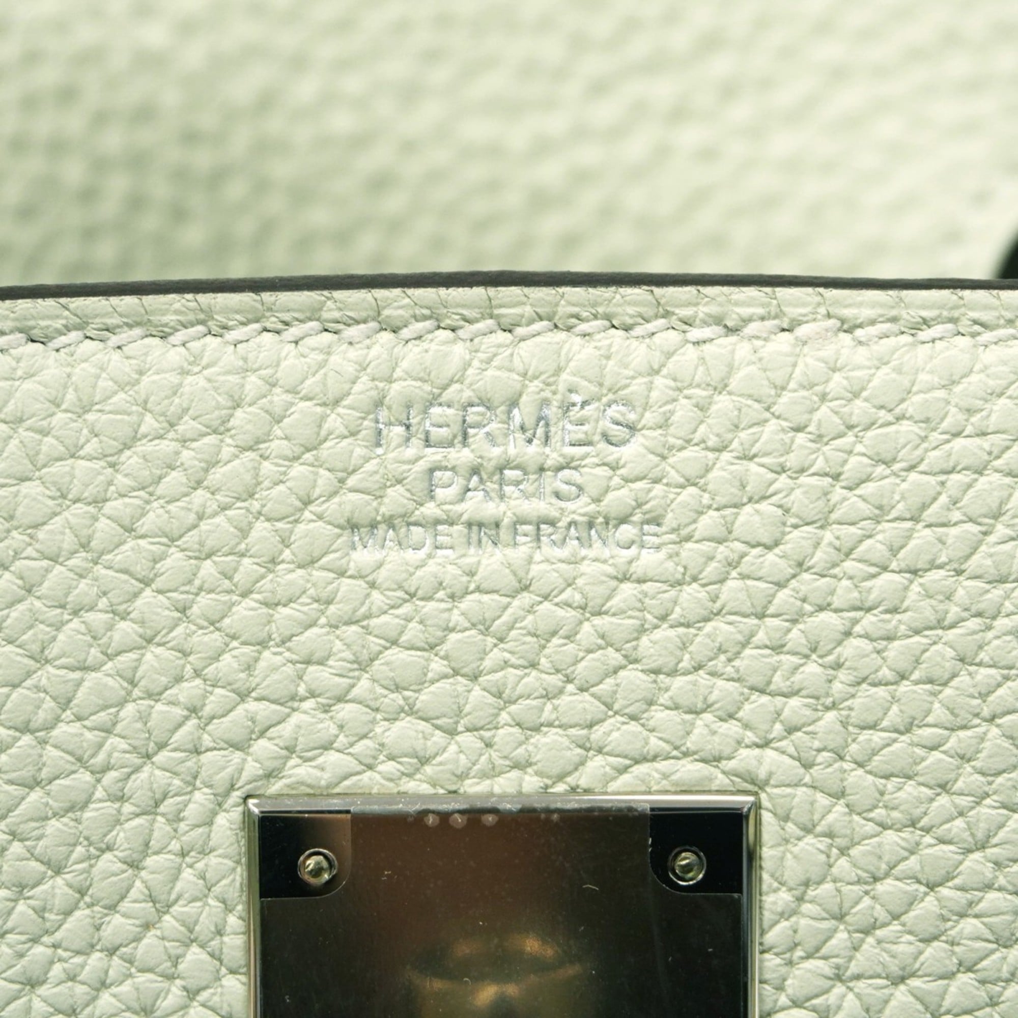 Hermes Silver Togo Leather Handbag (Pre-Owned)
