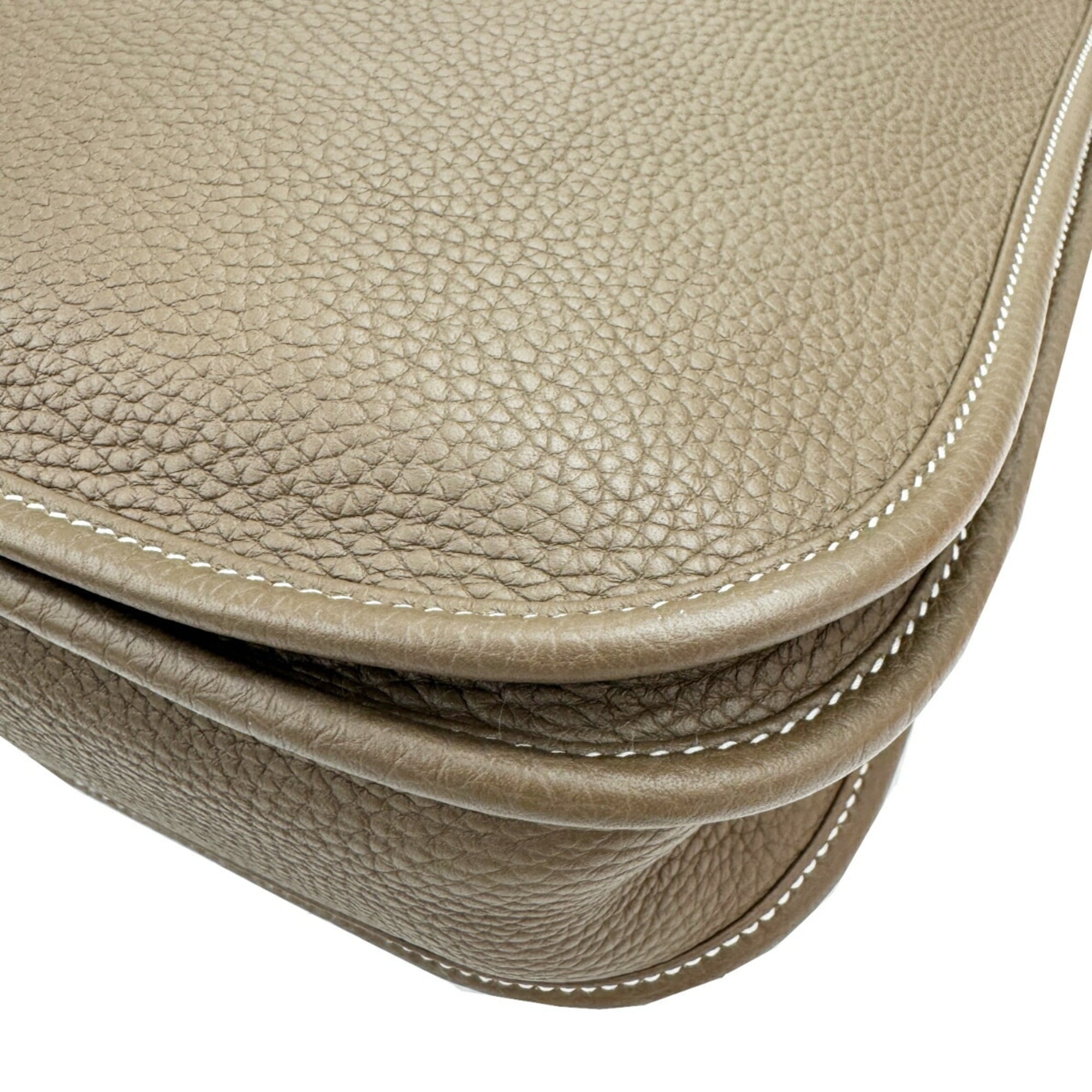 Hermes Etoupe Gray Taurillon Clemence Leather Shoulder Bag (Pre-Owned)