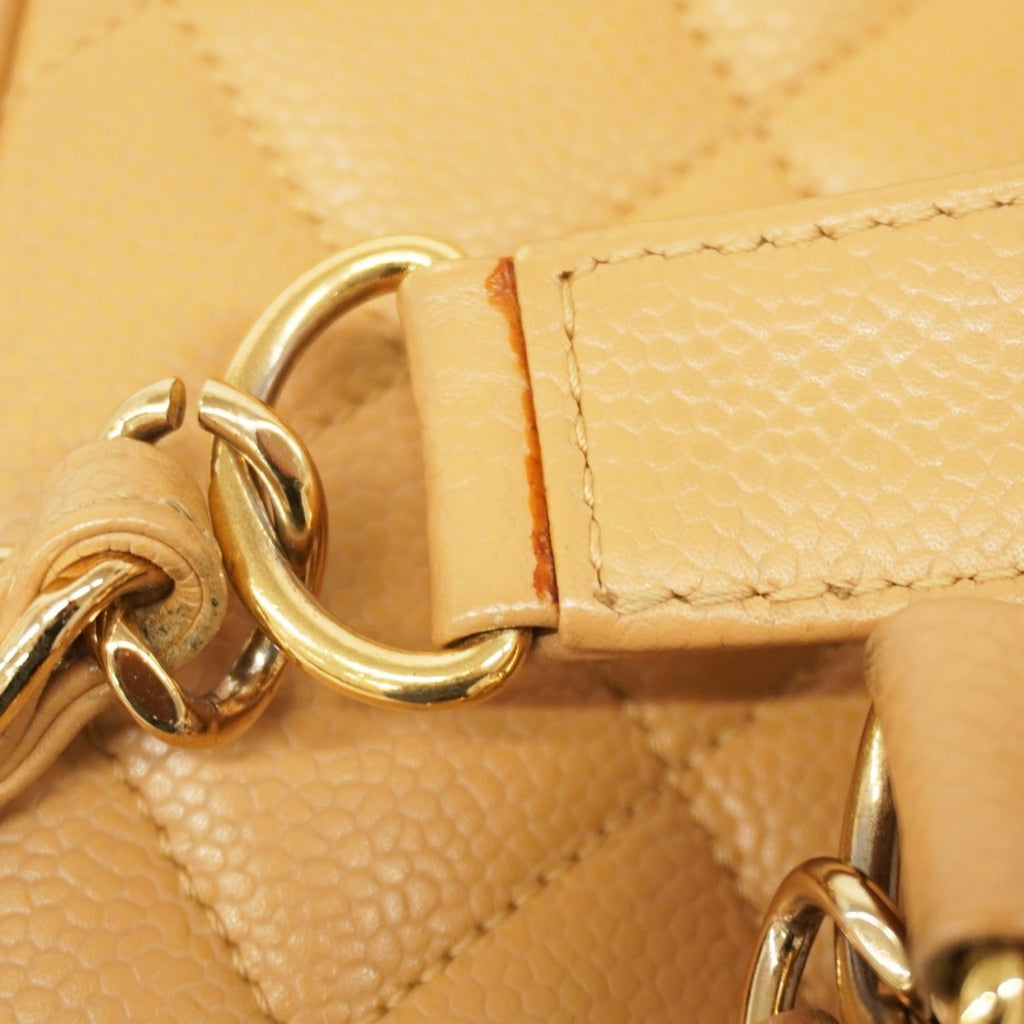 Chanel Beige Grained Calfskin Shoulder Bag (Pre-Owned)