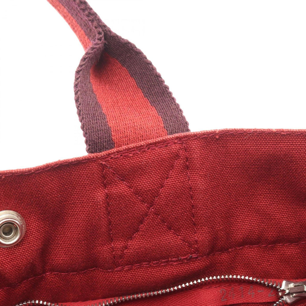 Hermes Red Color Canvas Toile H Tote Bag (Pre-Owned)