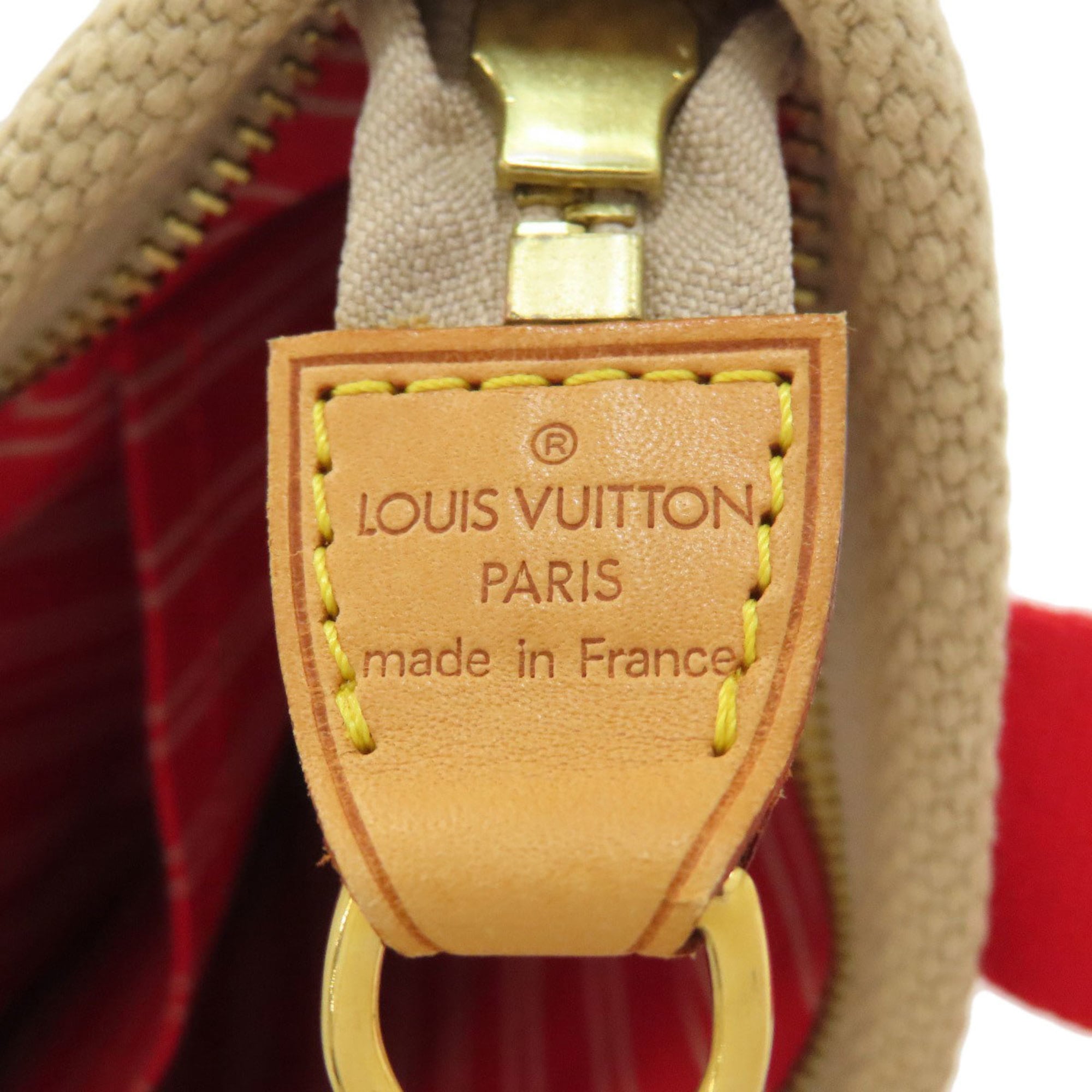 Louis Vuitton Beige Red Color Canvas Handbag (Pre-Owned)