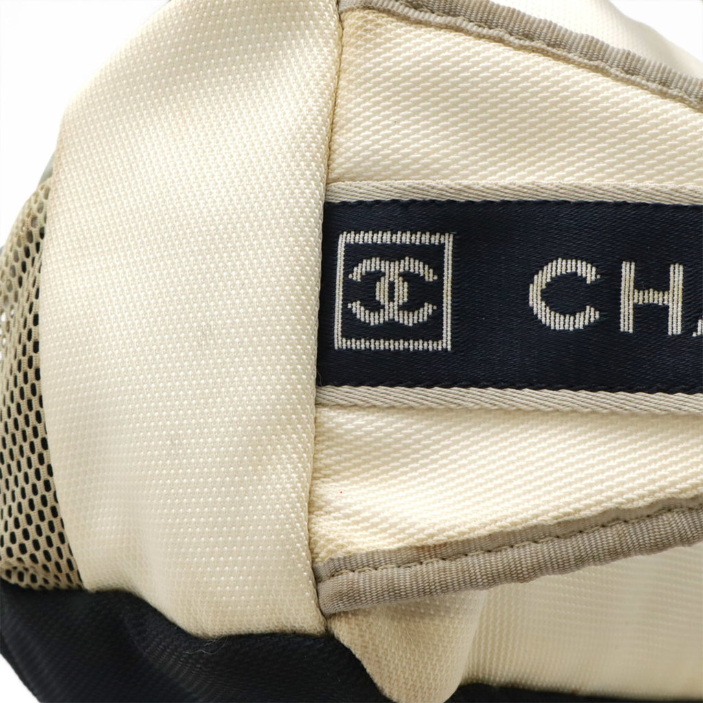 Chanel Sport Gray Ivory Navy Nylon Canvas Fanny Pack Handbag (Pre-Owned)