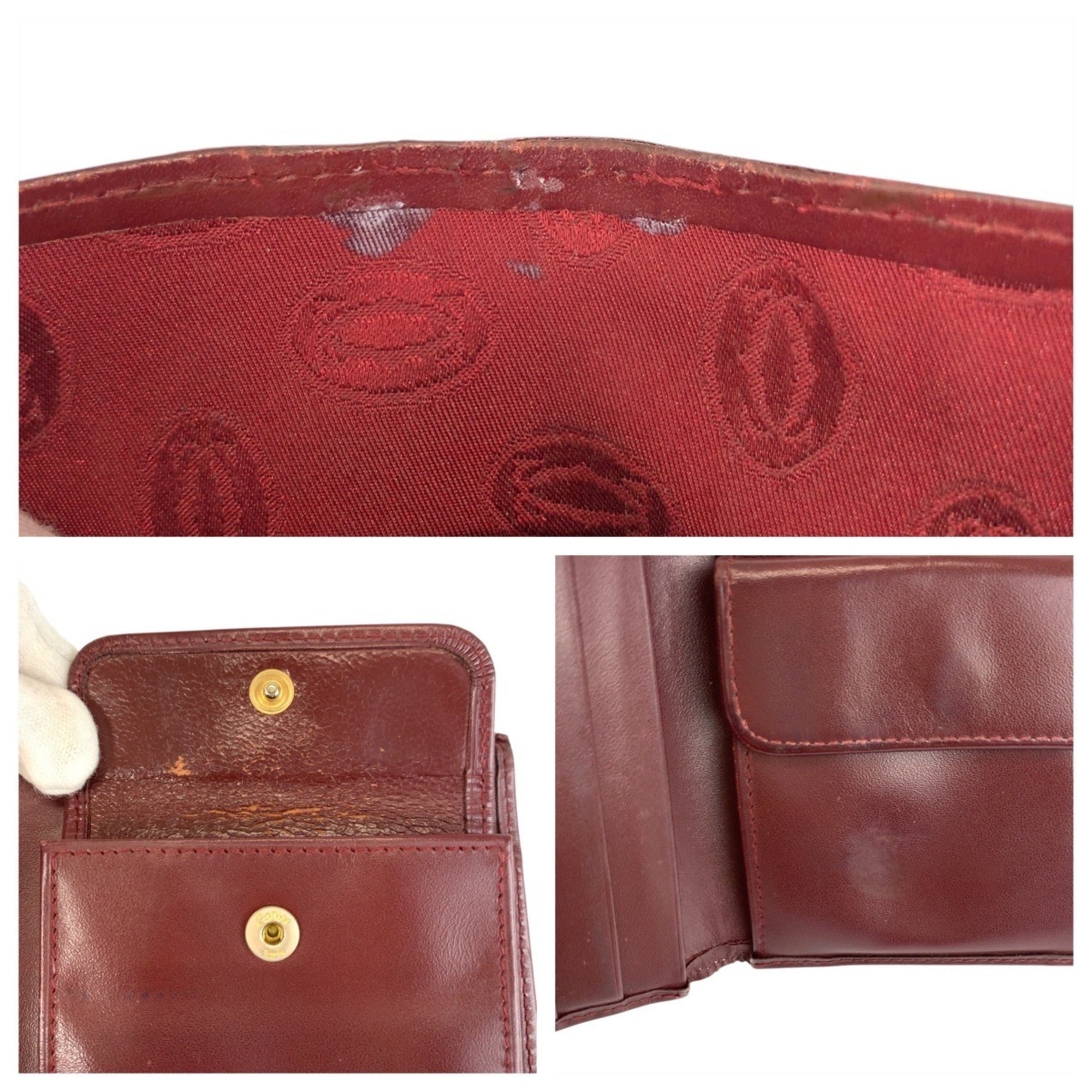 Cartier Bordeaux Leather Wallet (Bi-Fold) (Pre-Owned)
