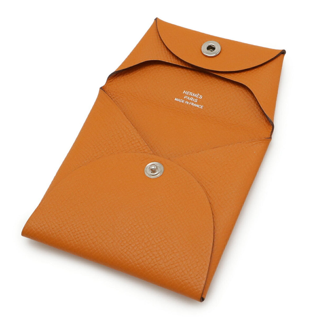 Hermes Orange Leather Coin Purse/Coin Case (Pre-Owned)