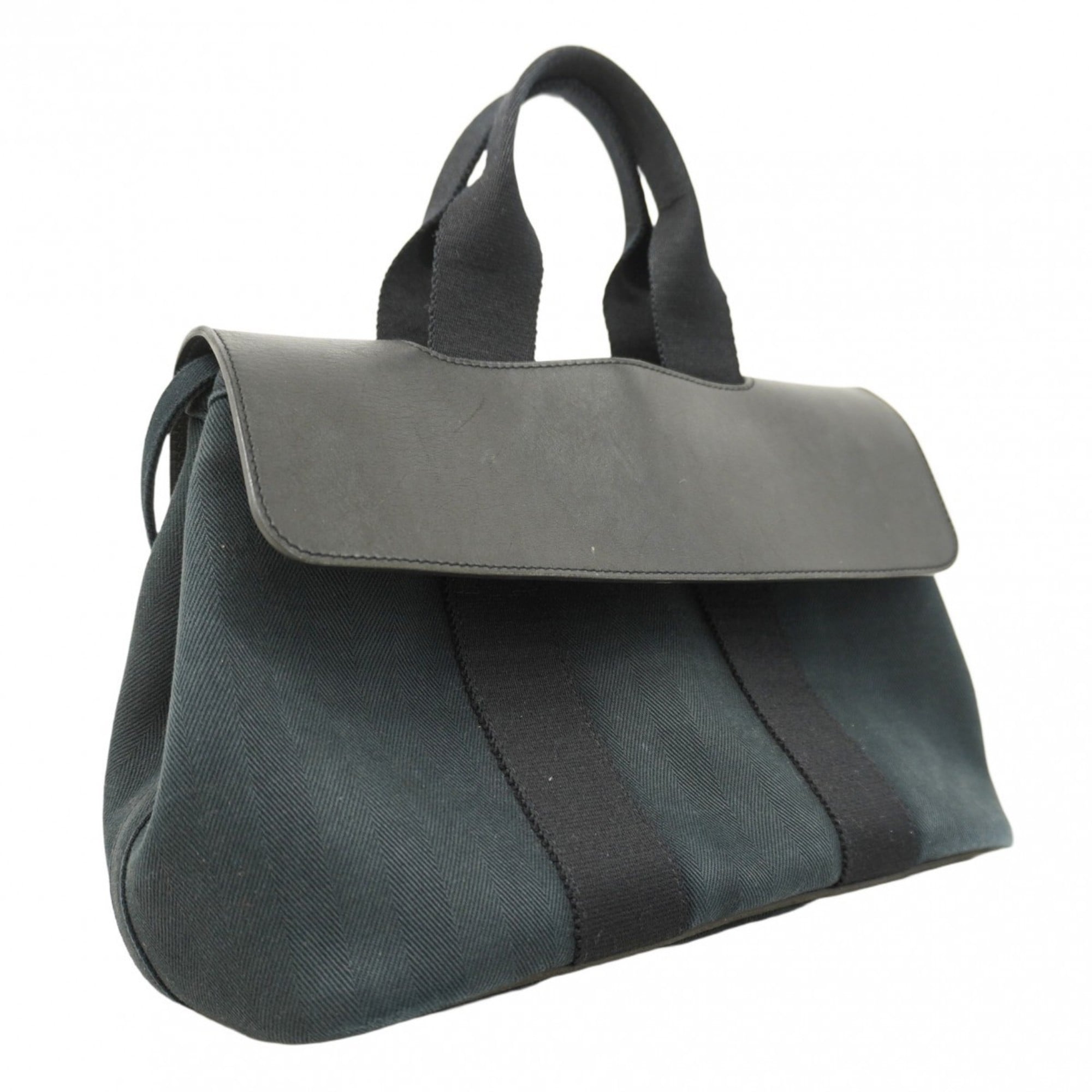 Hermes Black Toile Chevron Handbag (Pre-Owned)