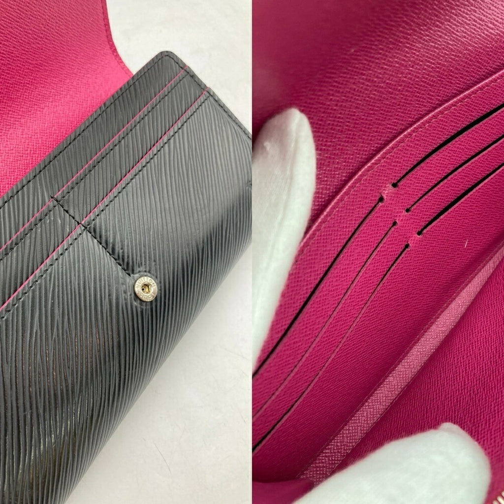 Louis Vuitton Black Leather Long Wallet (Bi-Fold) (Pre-Owned)